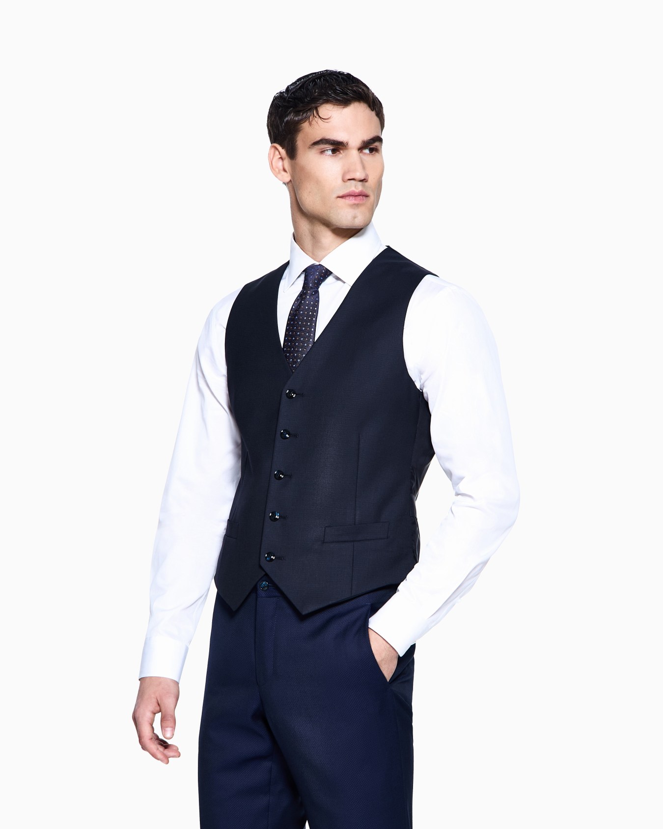 Single-breasted waistcoat in virgin wool Slide 3