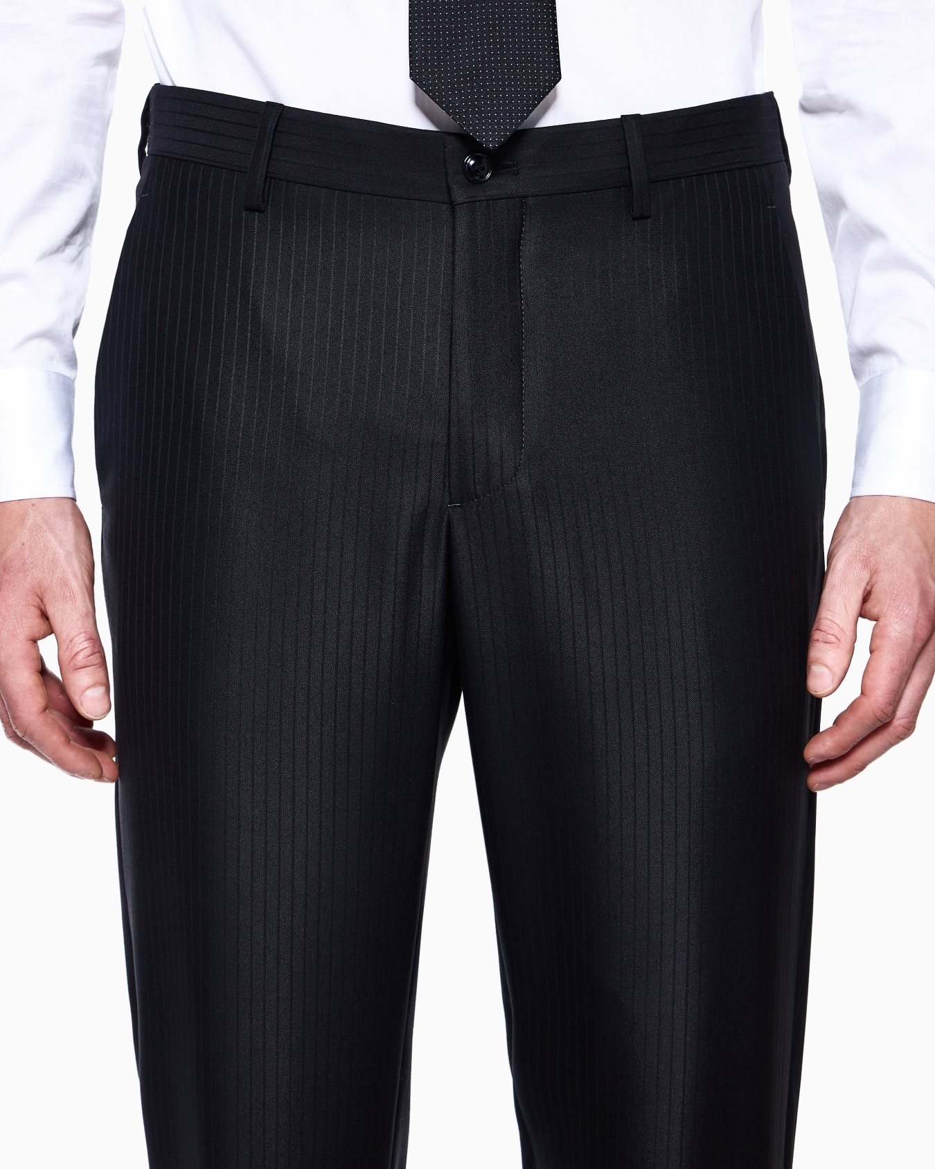 Costume gamme Soho à simple boutonnage en laine vierge finement rayée Diapositive 4