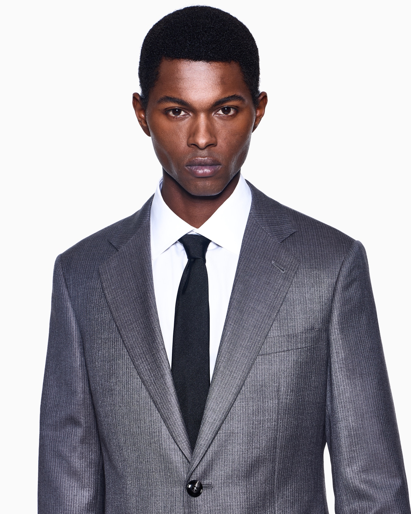 Single-breasted Soho Line suit in mélange micro-pinstriped virgin wool Slide 3