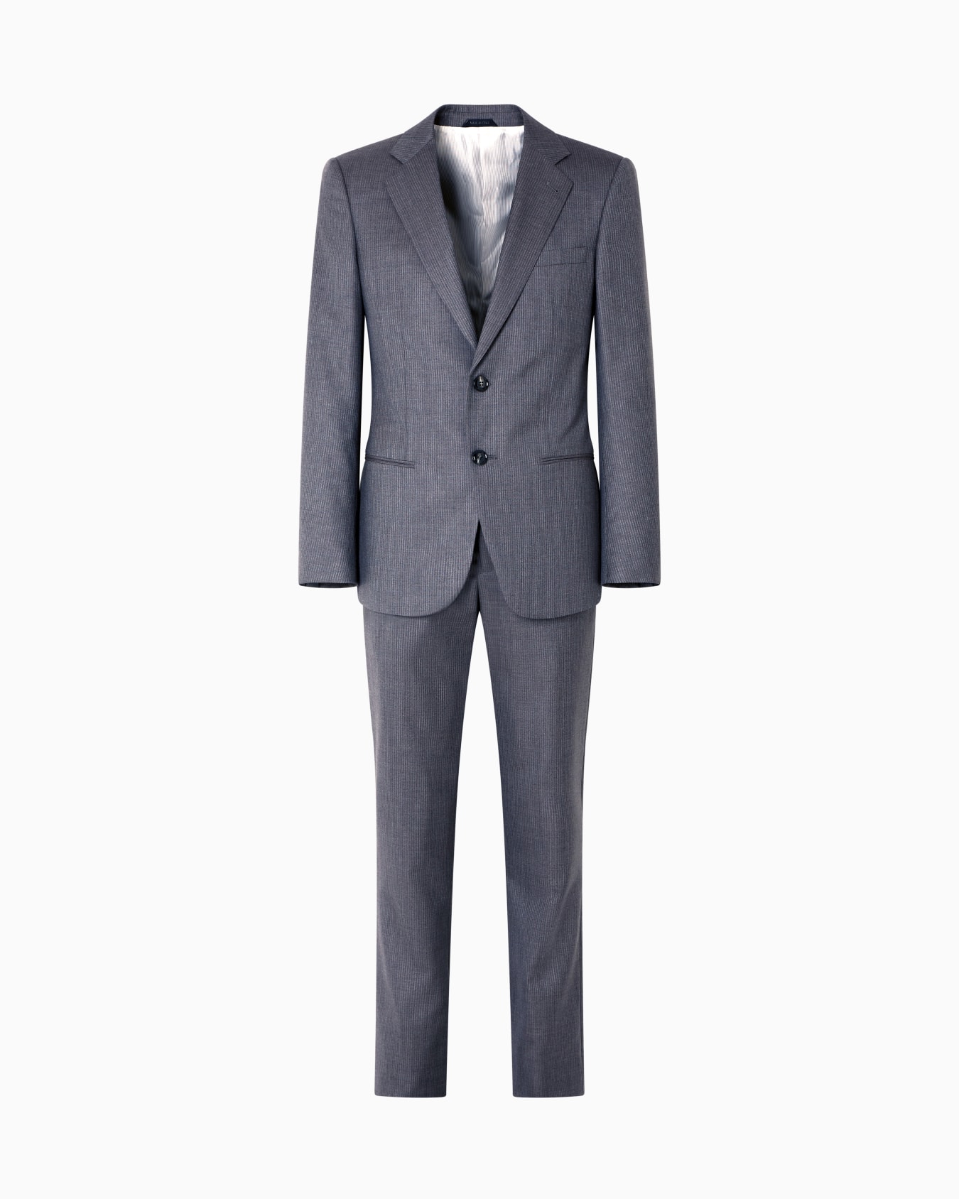Single-breasted Soho Line suit in mélange micro-pinstriped virgin wool Slide 0