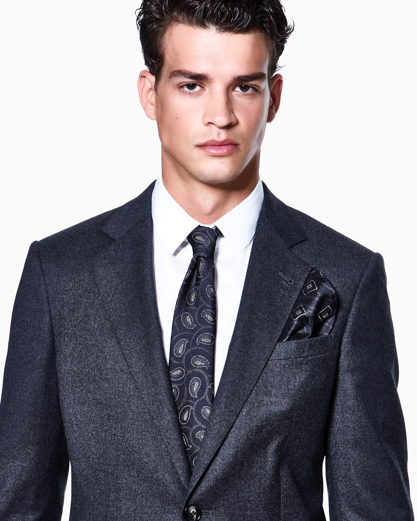 Costume gamme Soho à simple boutonnage en flanelle de laine légère Diapositive 3