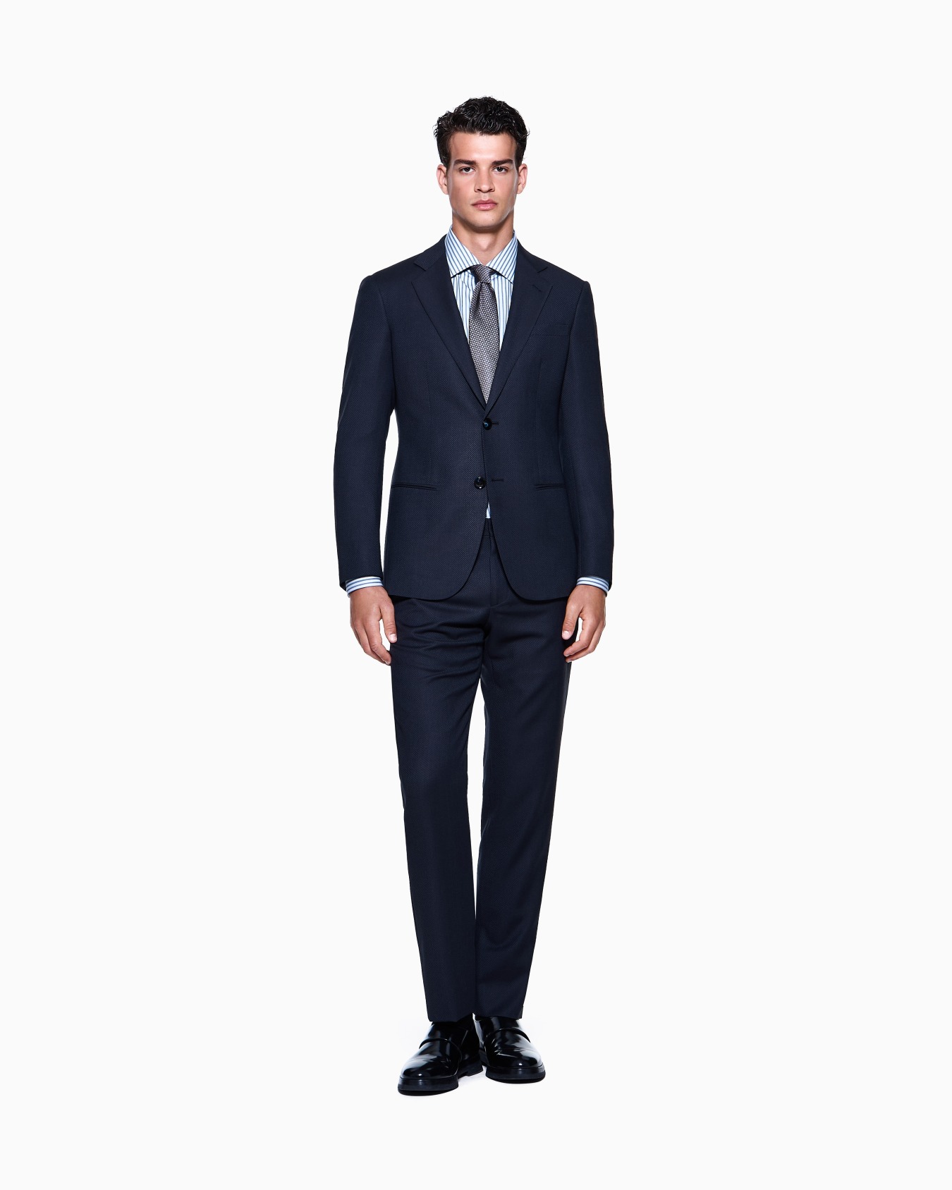 Single-breasted Soho Line suit in micro-textured virgin wool Slide 1