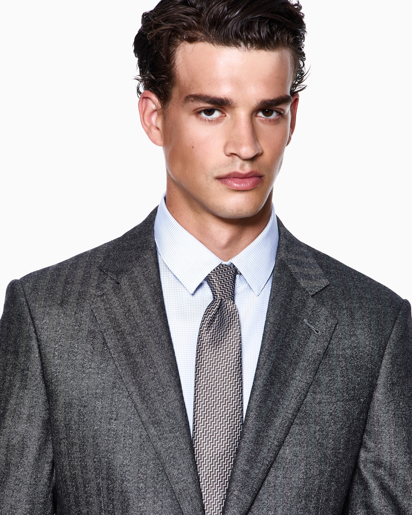 Costume gamme Soho à simple boutonnage en laine vierge et cachemire chevron Diapositive 3