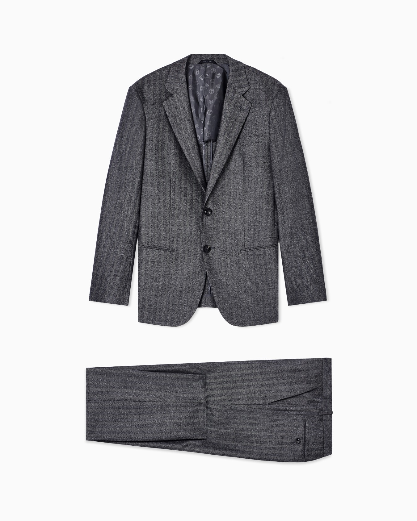 Costume gamme Soho à simple boutonnage en laine vierge et cachemire chevron Diapositive 0