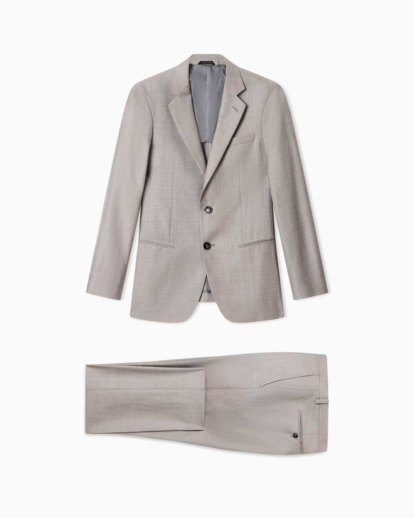 Costume gamme Soho à simple boutonnage en grisaille de laine, soie et lin Diapositive 0