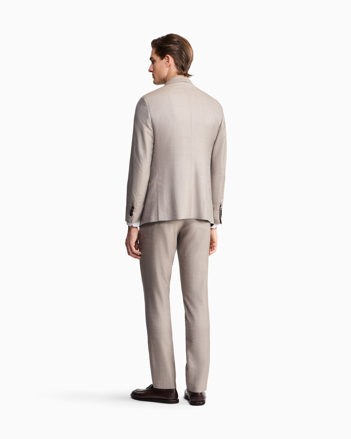 Costume gamme Soho à simple boutonnage en grisaille de laine, soie et lin Diapositive 2