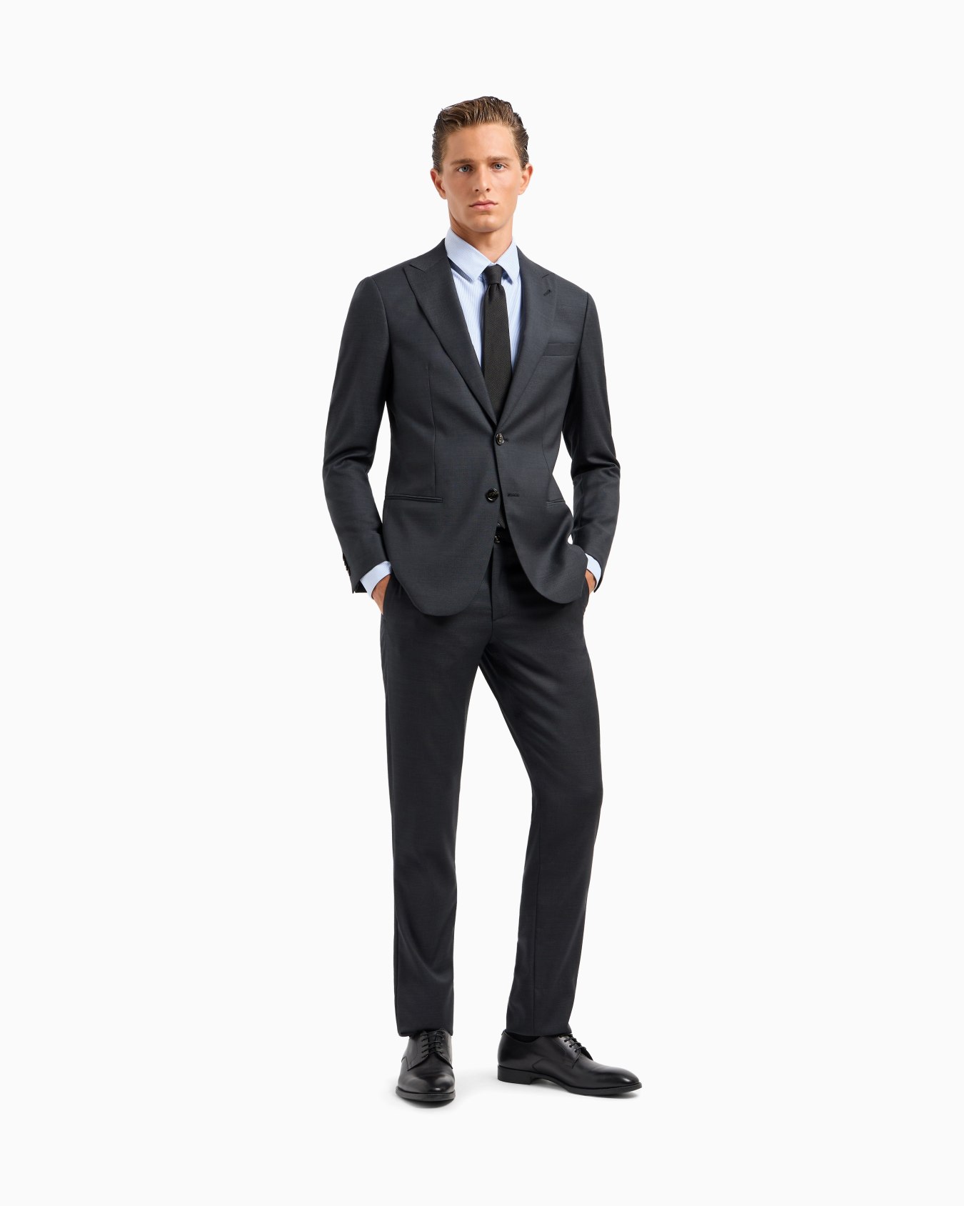 Soho Line single-breasted suit in pinpoint-effect virgin wool Slide 1