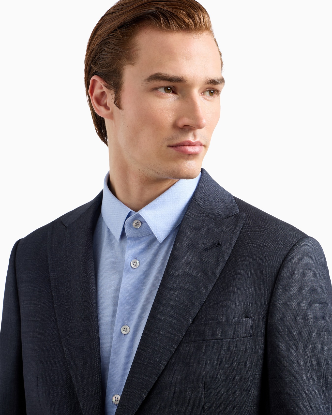 Soho line single-breasted suit in a chambray-effect wool and silk Slide 4