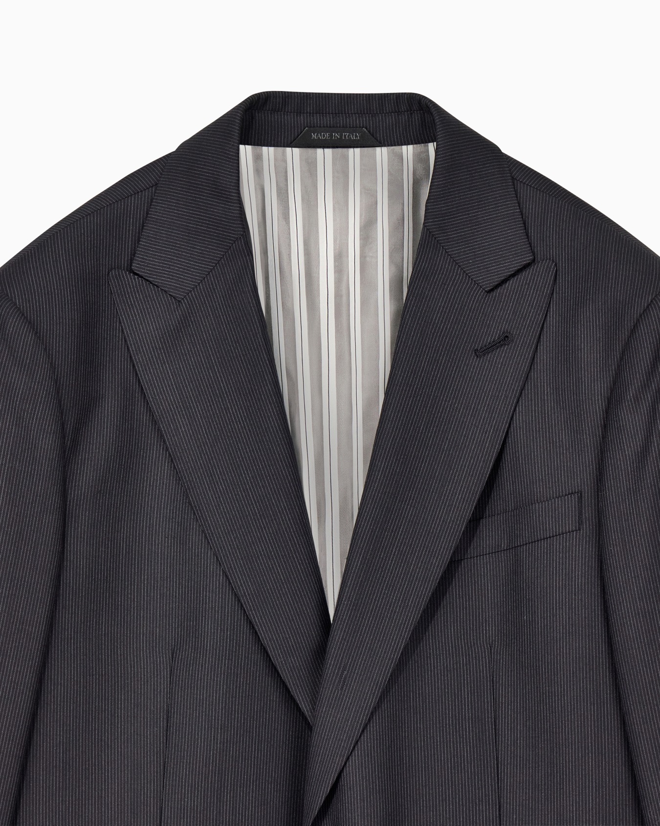 Costume à simple boutonnage gamme Soho en laine finement rayée Diapositive 4