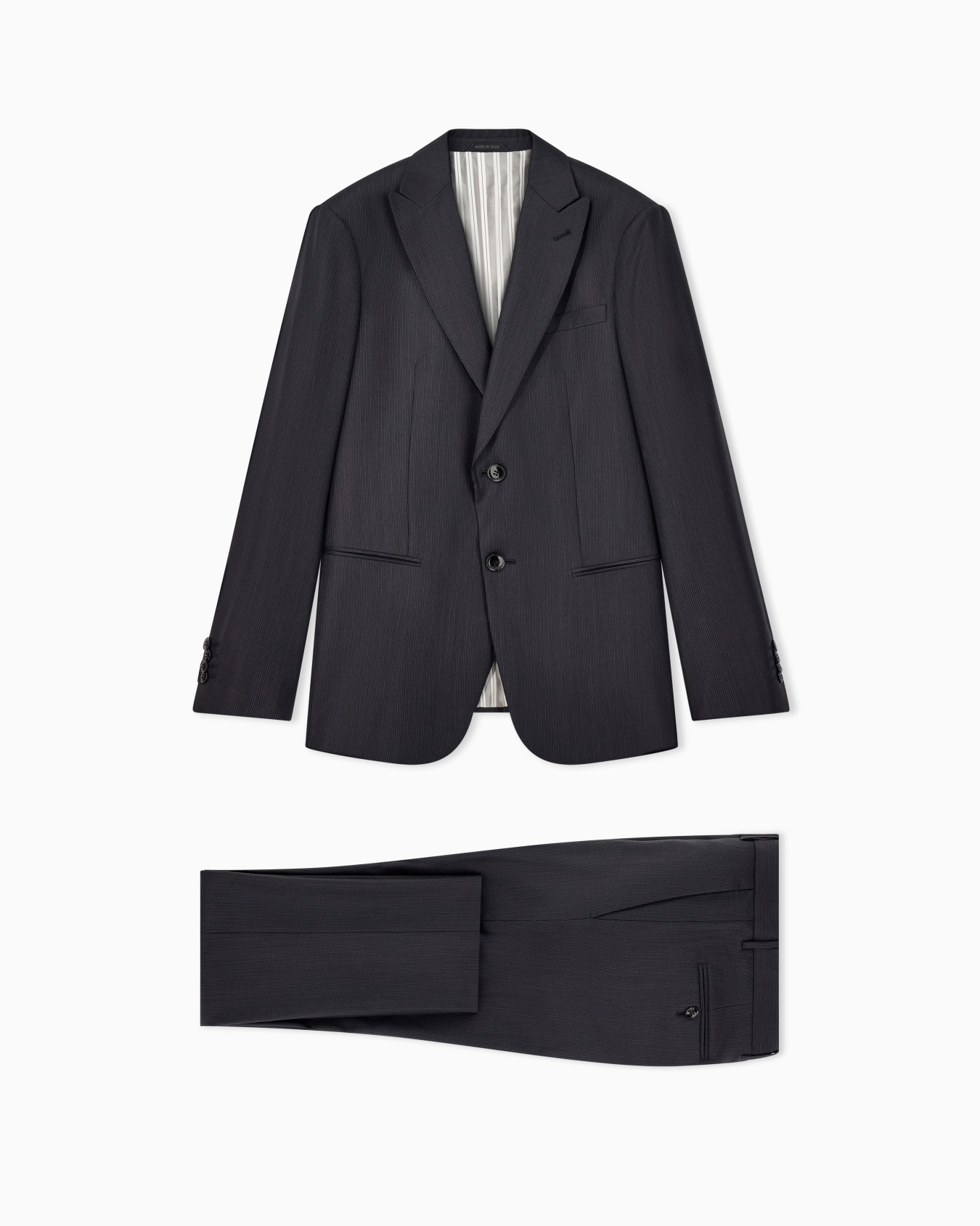 Costume à simple boutonnage gamme Soho en laine finement rayée Diapositive 0