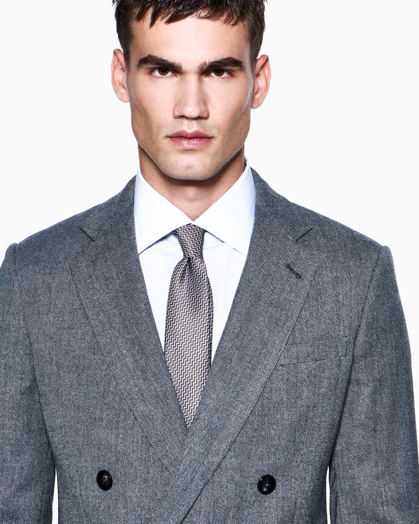 Soho Line double-breasted suit in chevron virgin wool and cashmere Slide 3