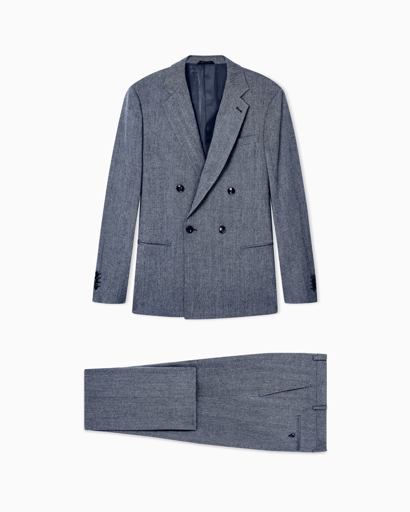 Soho Line double-breasted suit in chevron virgin wool and cashmere Slide 0