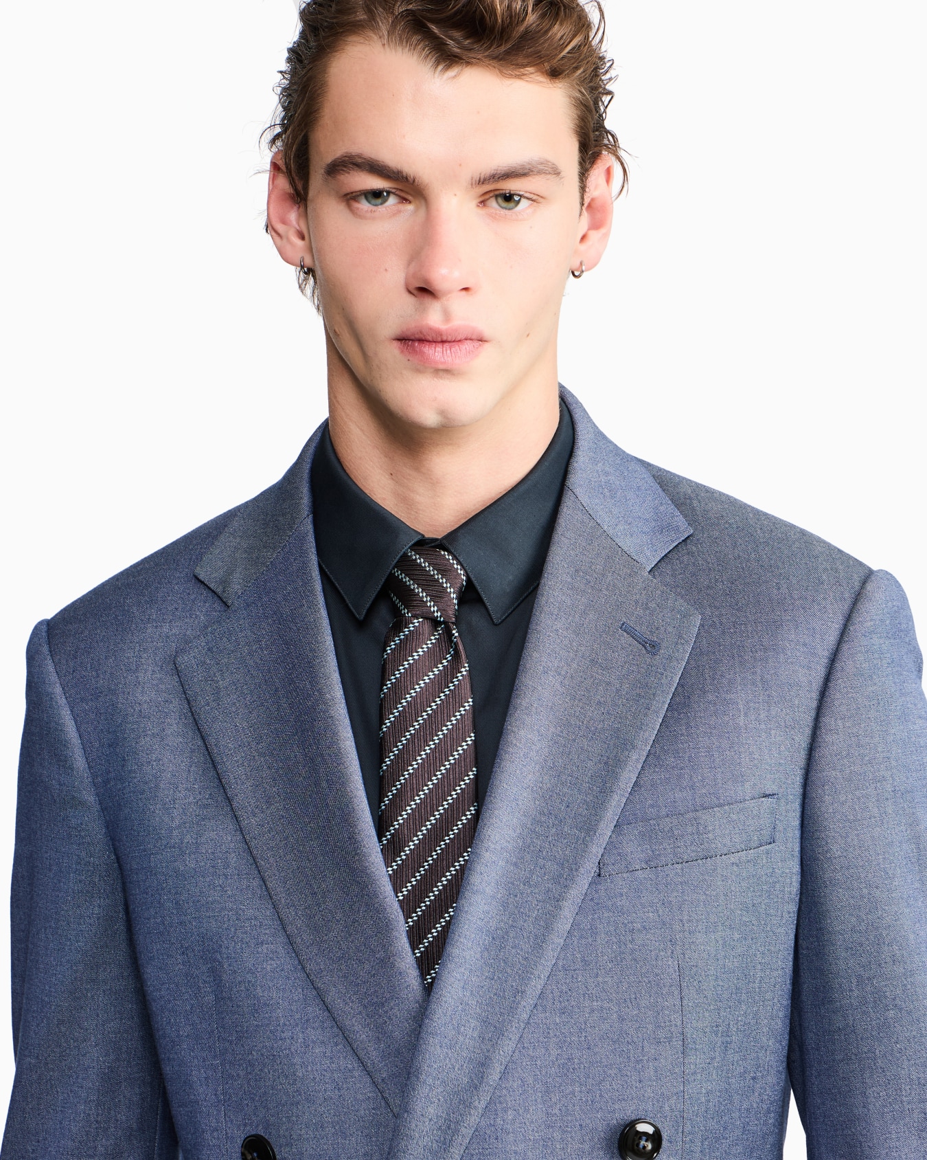 Costume croisé gamme Soho en cachemire et coton stretch effet denim Diapositive 3