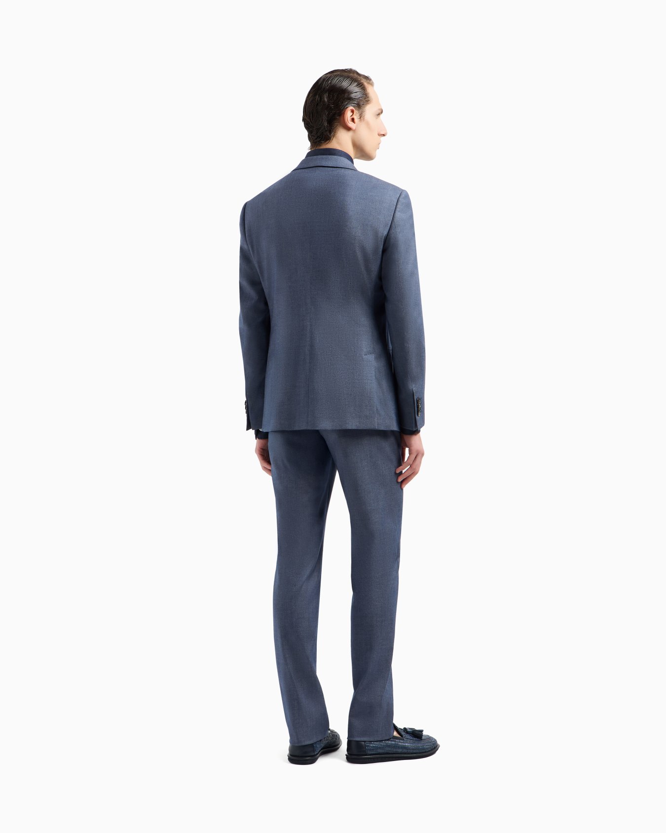 Soho line double-breasted denim-effect cashmere and stretch cotton suit Slide 2
