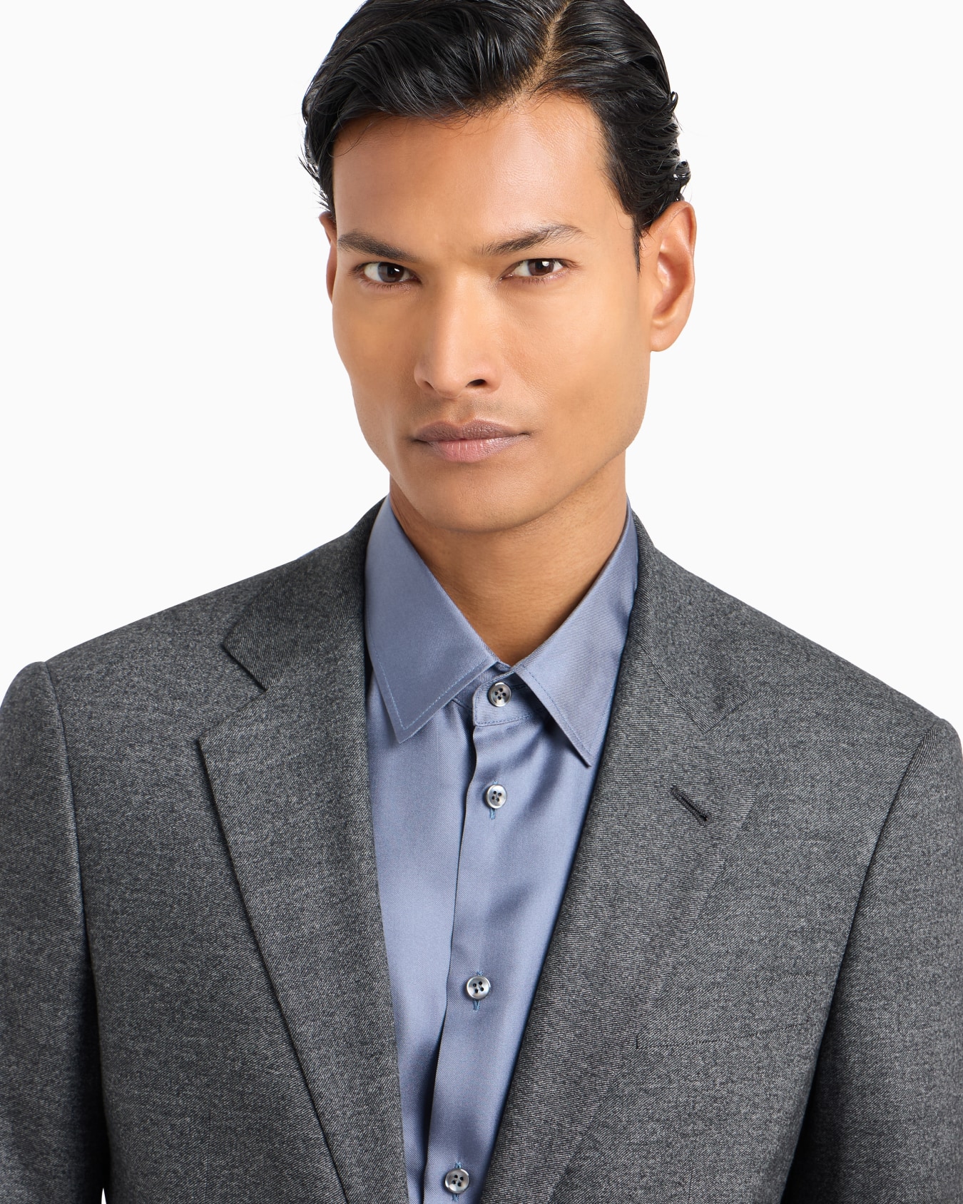 Abito Linea Soho monopetto in lana vergine e cashmere effetto denim Slide 4