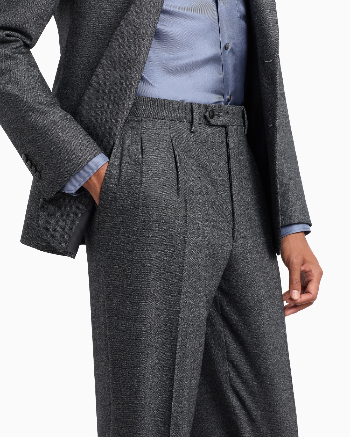 Abito Linea Soho monopetto in lana vergine e cashmere effetto denim Slide 5