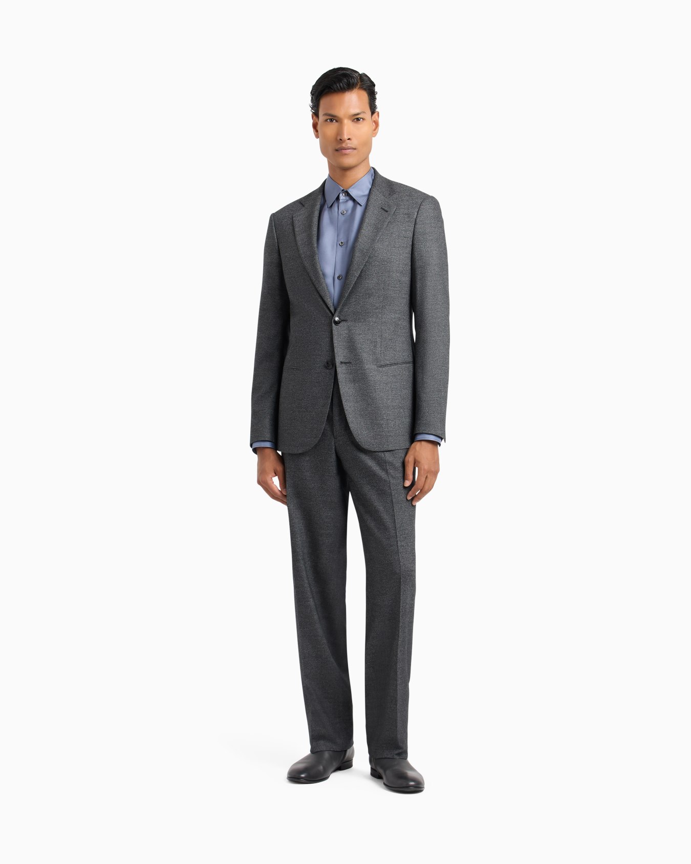 Abito Linea Soho monopetto in lana vergine e cashmere effetto denim Slide 3