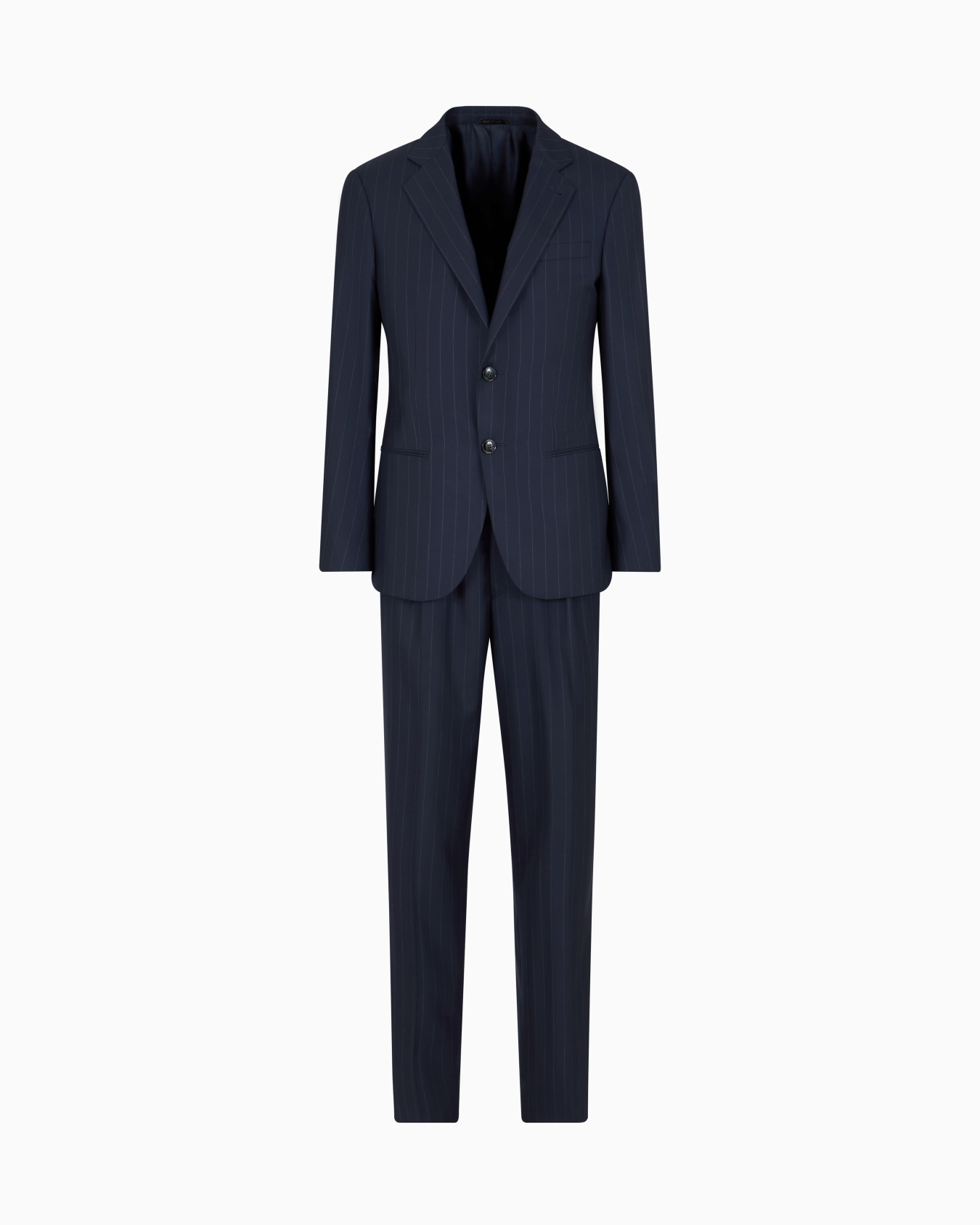 Costume gamme Soho à simple boutonnage en laine vierge finement rayée Diapositive 0