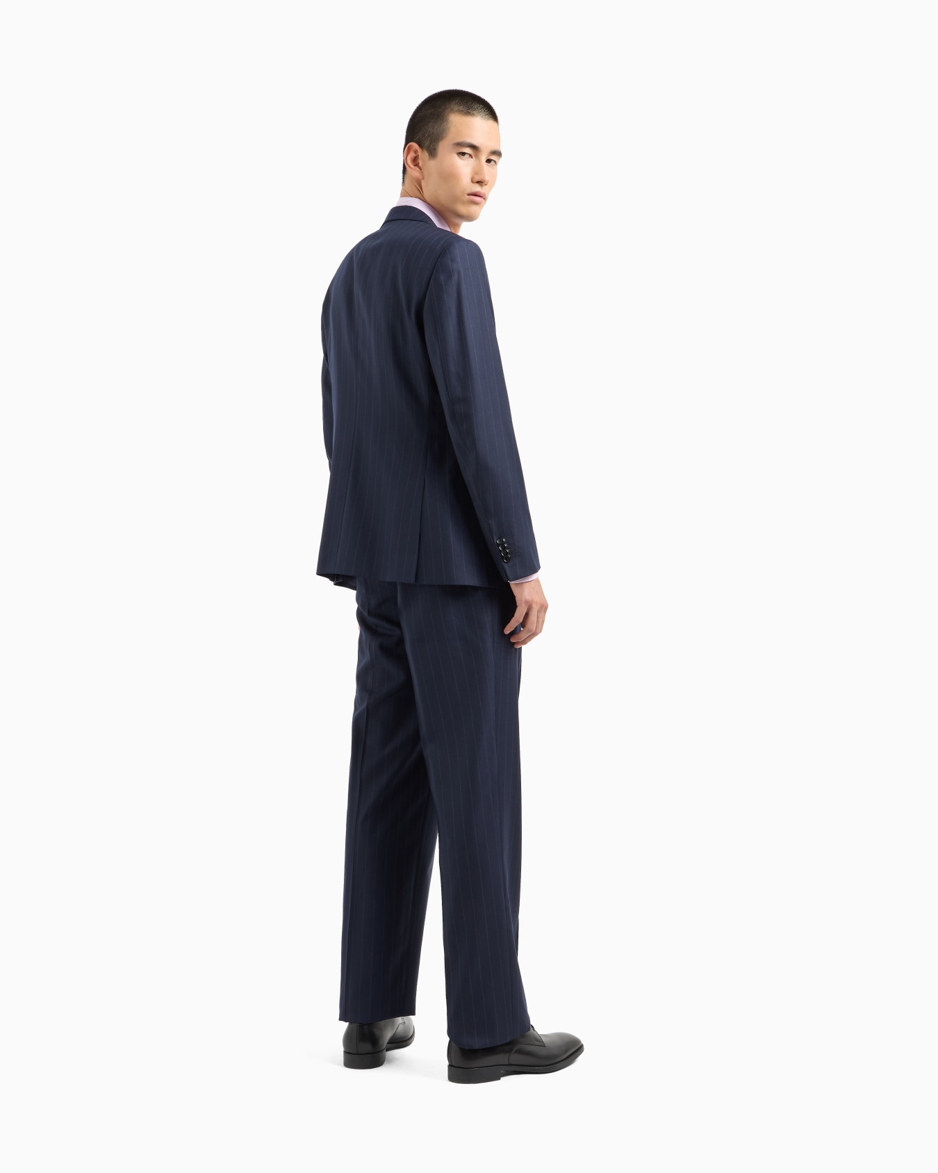 Costume gamme Soho à simple boutonnage en laine vierge finement rayée Diapositive 2