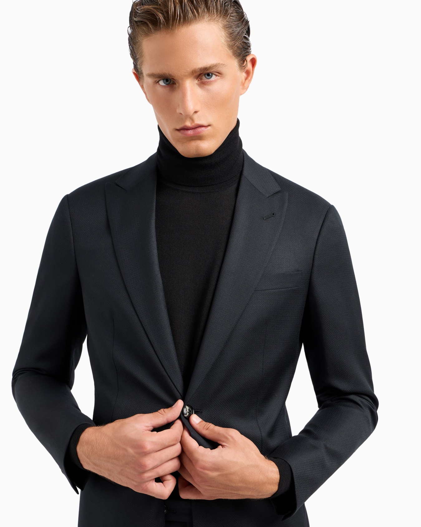Costume gamme Soho à simple boutonnage en laine vierge armurée Diapositive 4