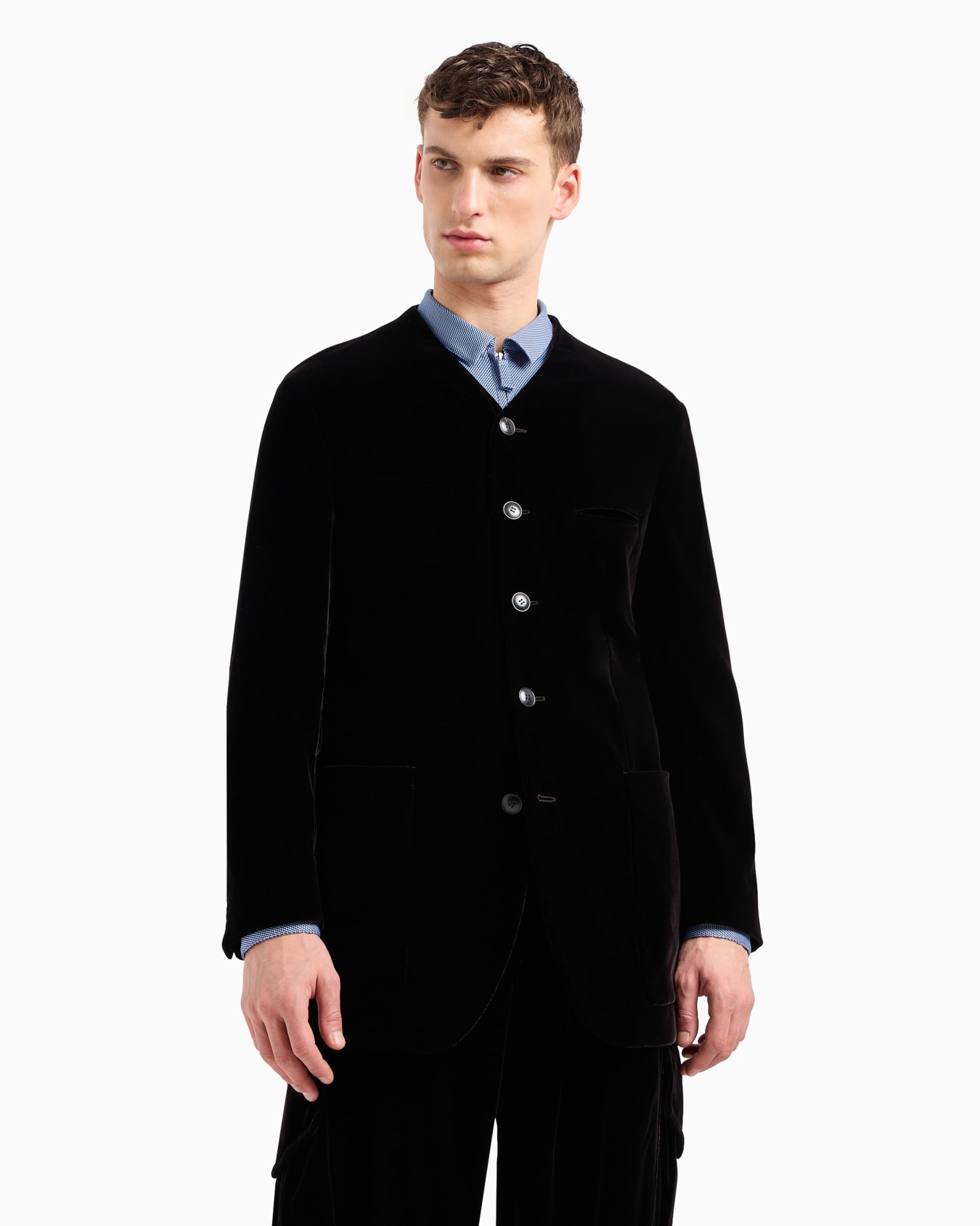 Heritage Line single-breasted velvet jacket Slide 1