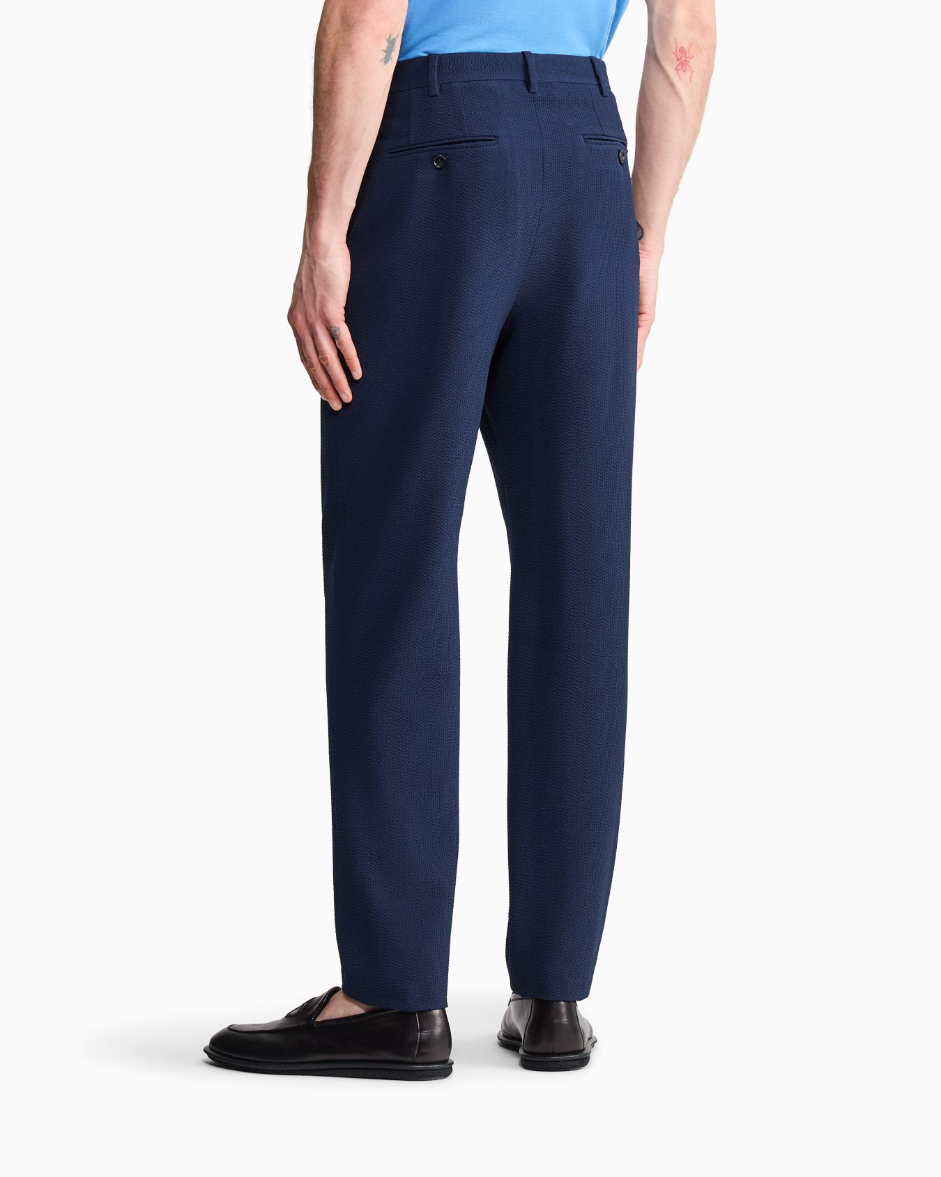 Pantaloni a due pinces in seersucker di lana Slide 5