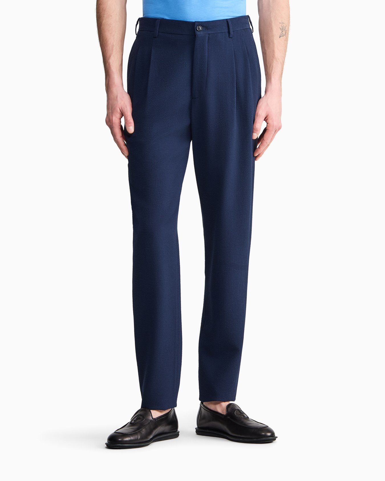 Wool seersucker double-pleat trousers Slide 3