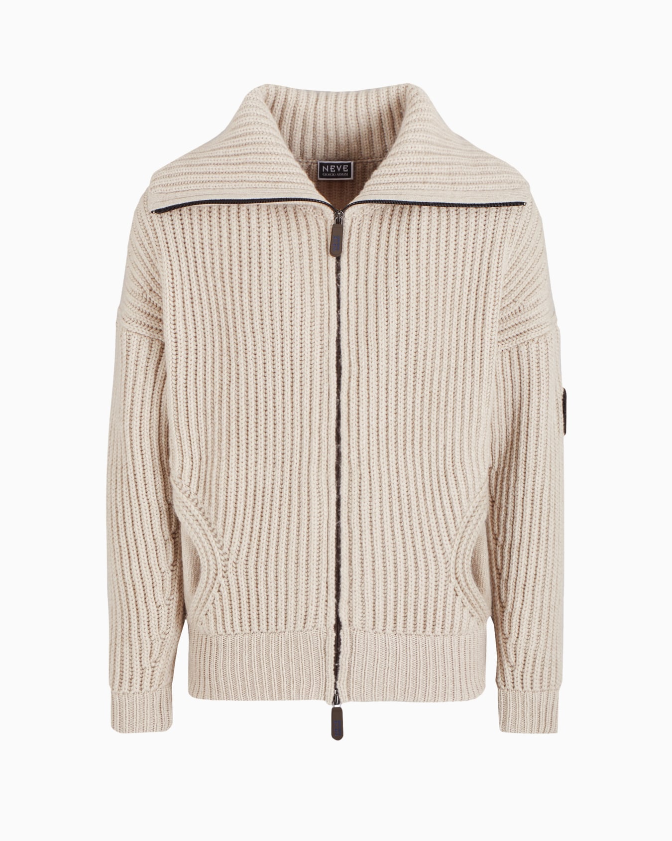 Giorgio Armani Neve ribbed cashmere jumper with zip Slide 0