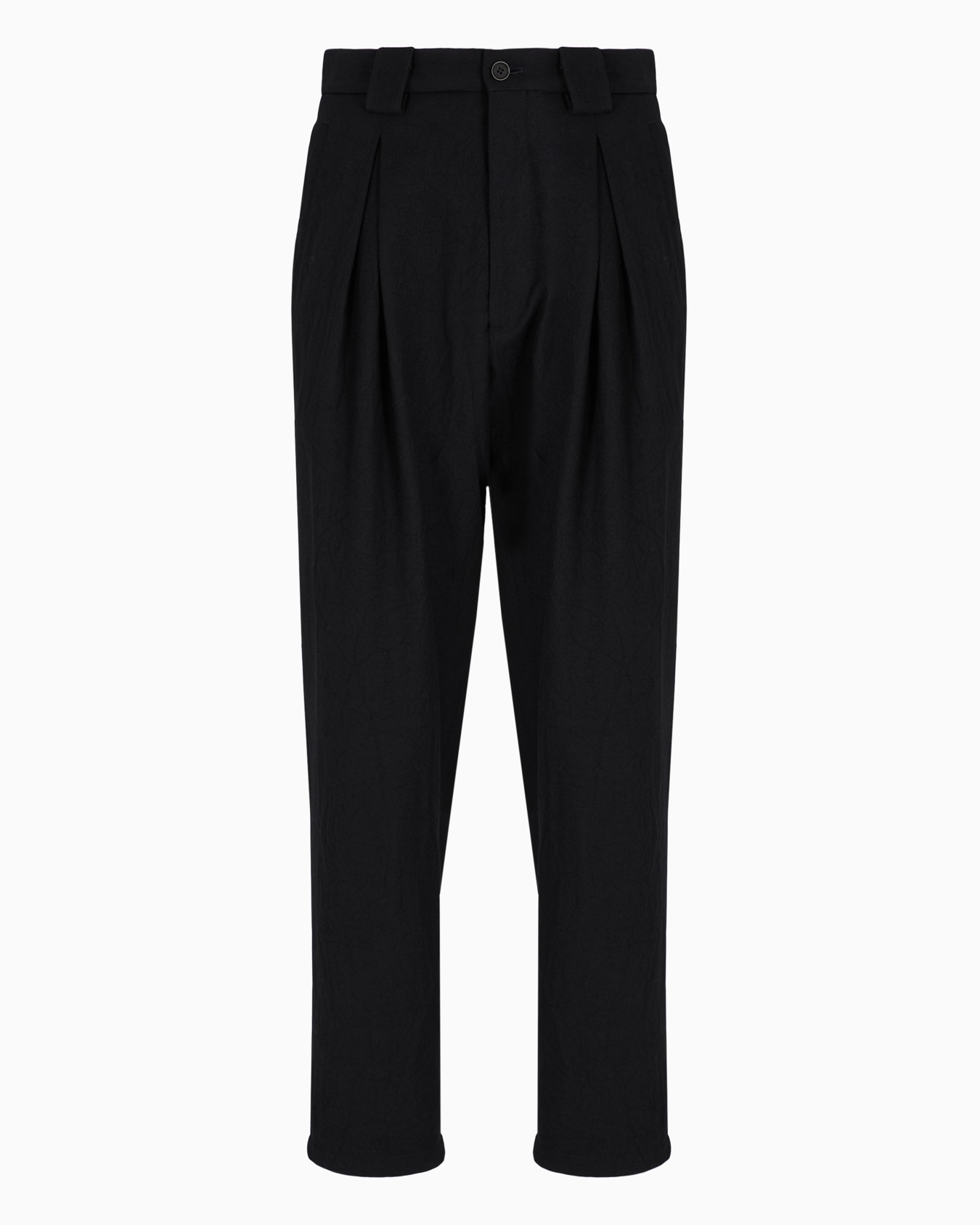 Single-pleat, crinkle wool flannel trousers Slide 0