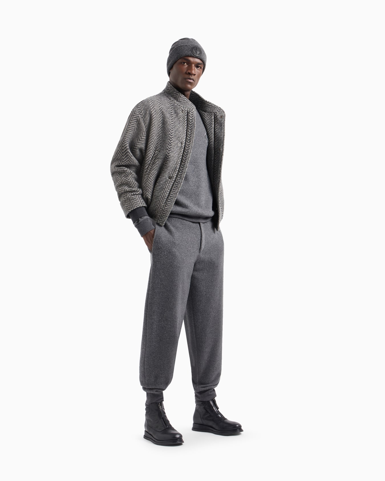 Pantalones con una pinza en terciopelo de lana, alpaca y cachemir Diapositiva 1