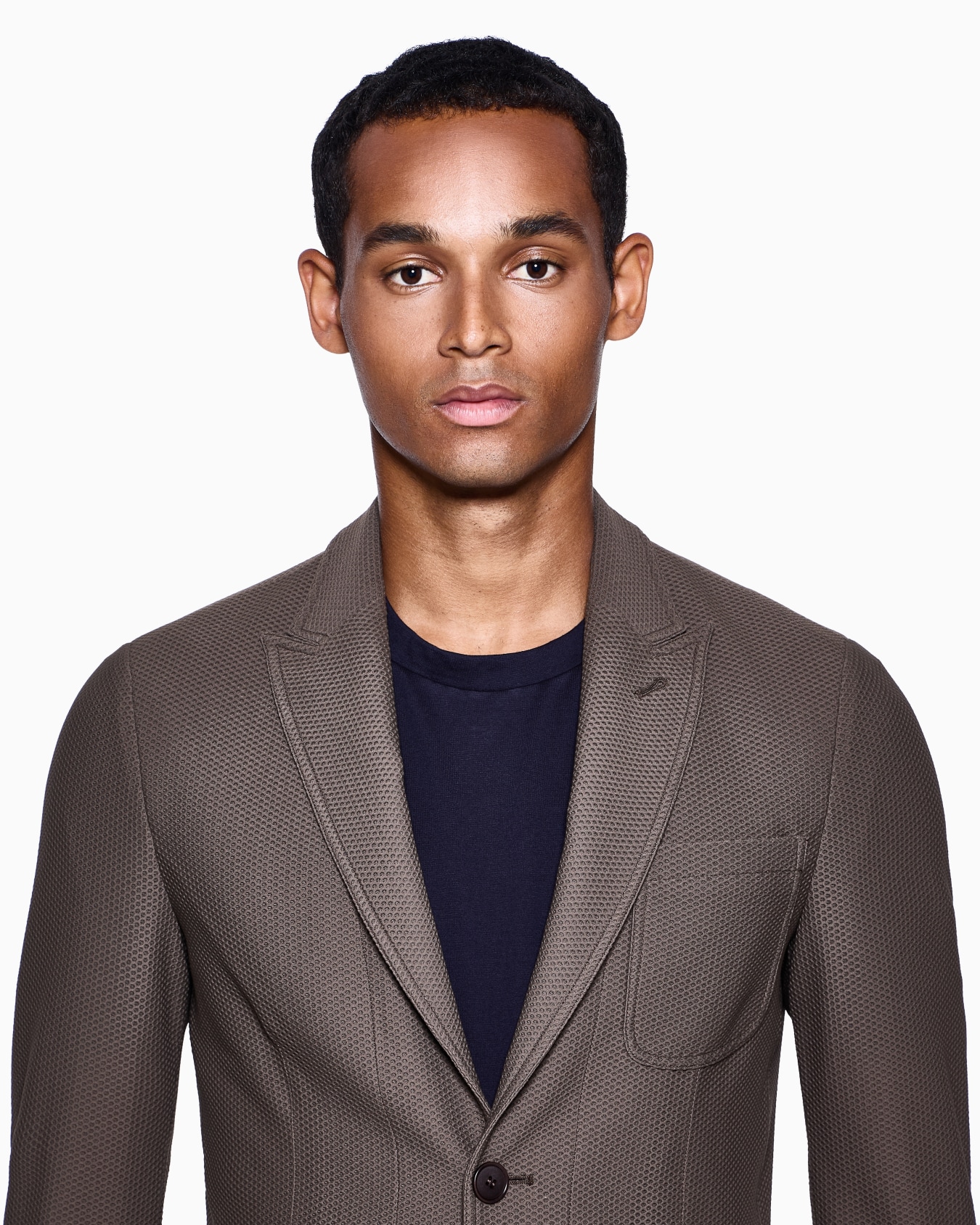 Chaqueta de abotonadura sencilla de tejido gofrado técnico Diapositiva 4