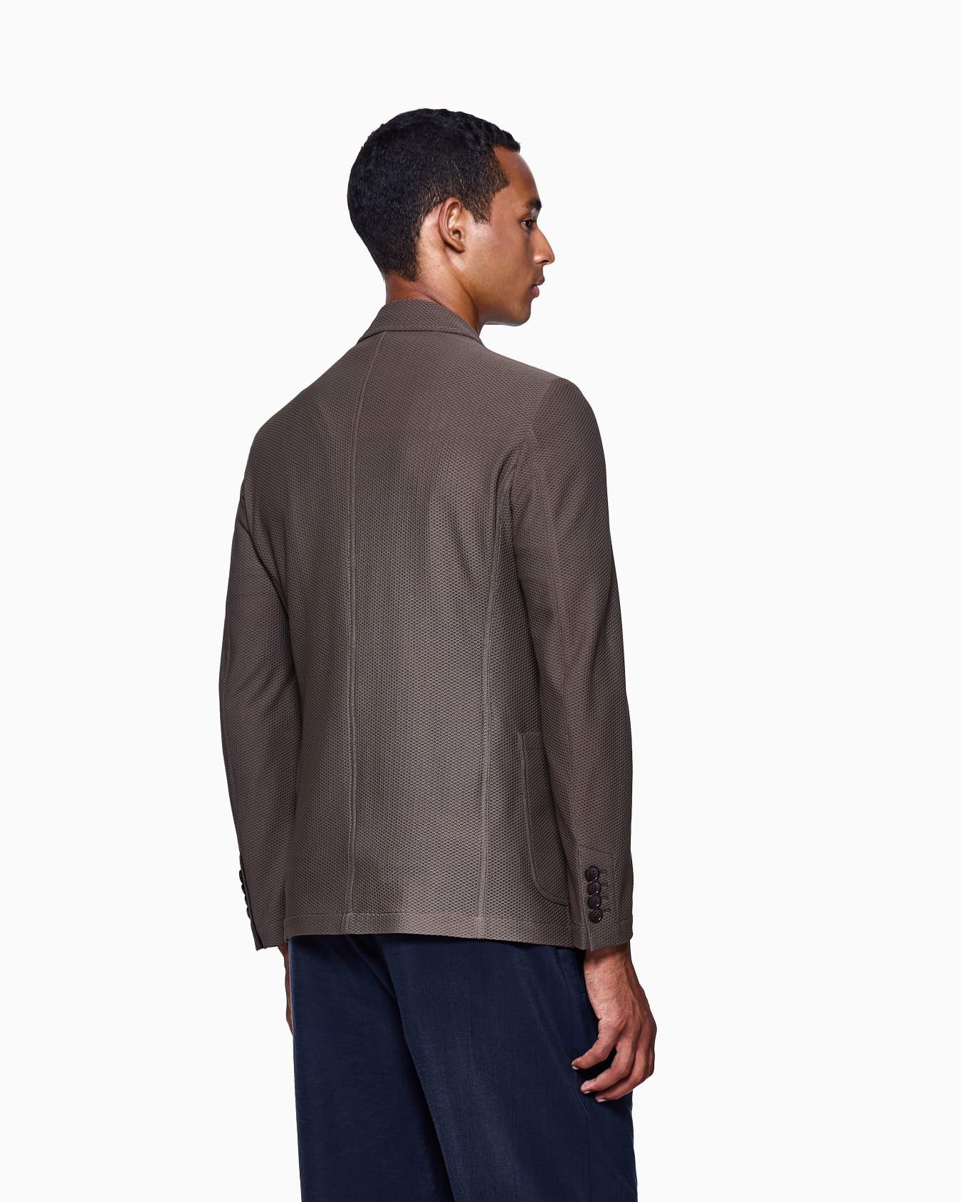 Veste à simple boutonnage en tissu gaufré technique Diapositive 2