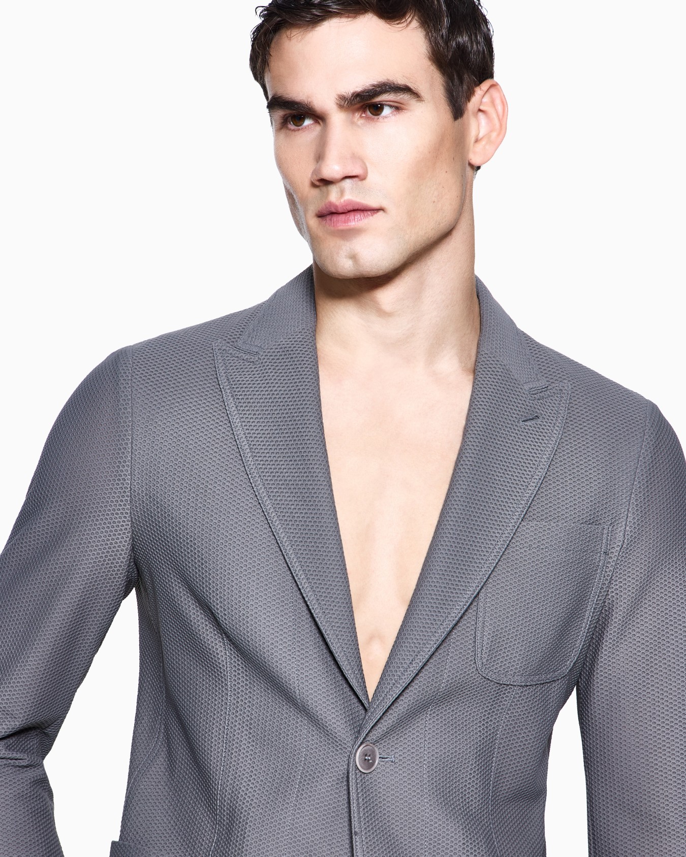 Single-breasted jacket in technical waffle fabric Slide 4