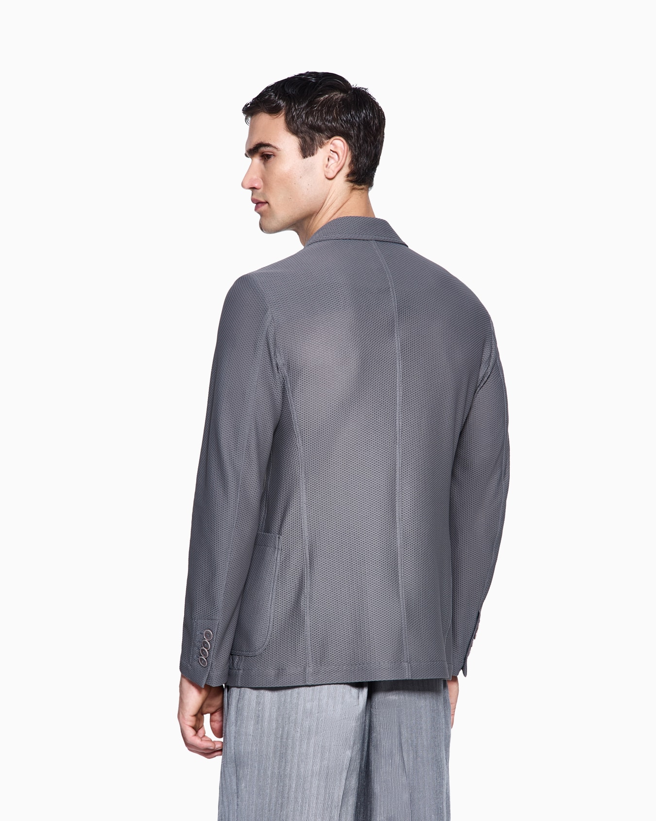 Single-breasted jacket in technical waffle fabric Slide 2