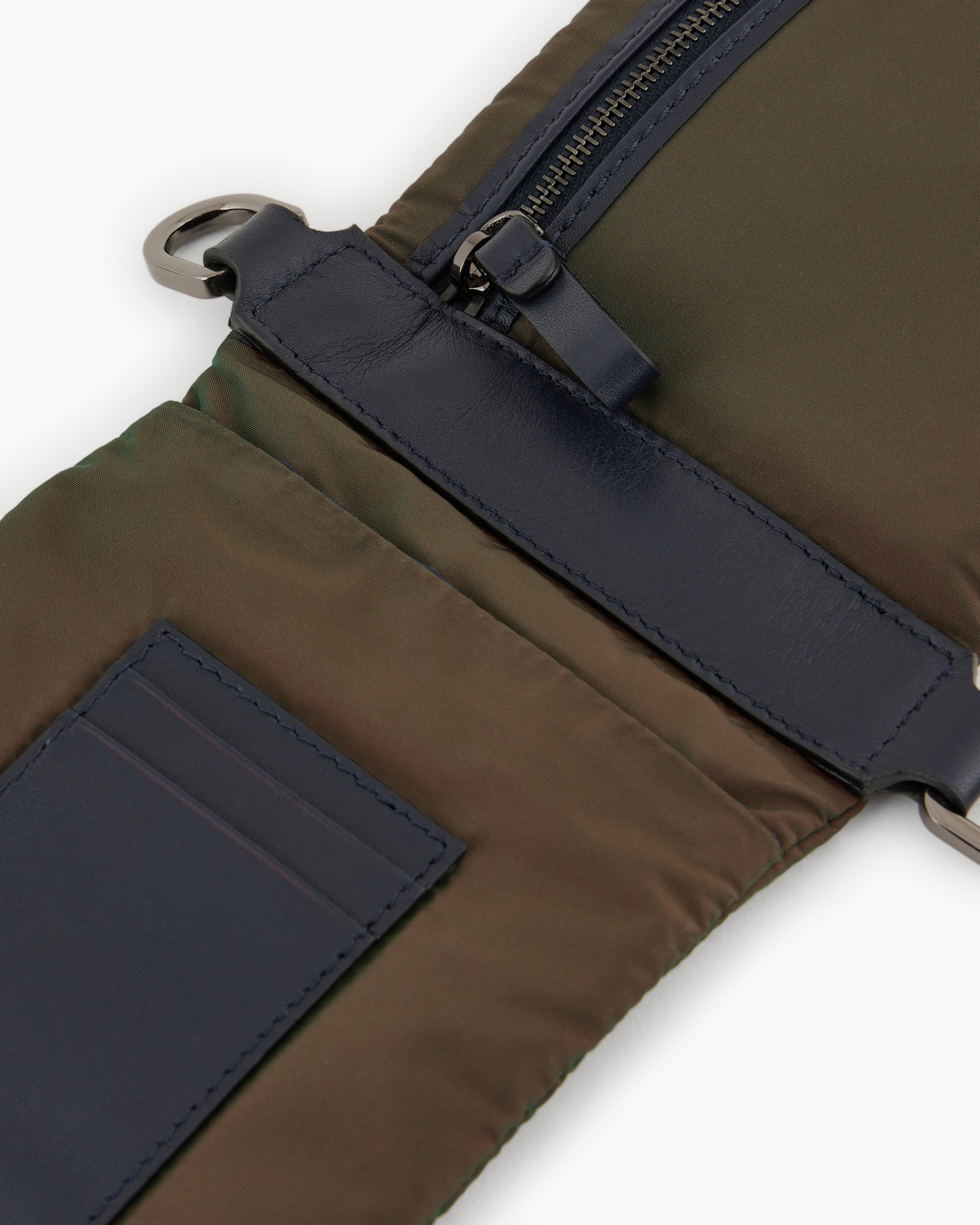 Giorgio Armani Neve mobile phone holder in leather and iridescent nylon Slide 3