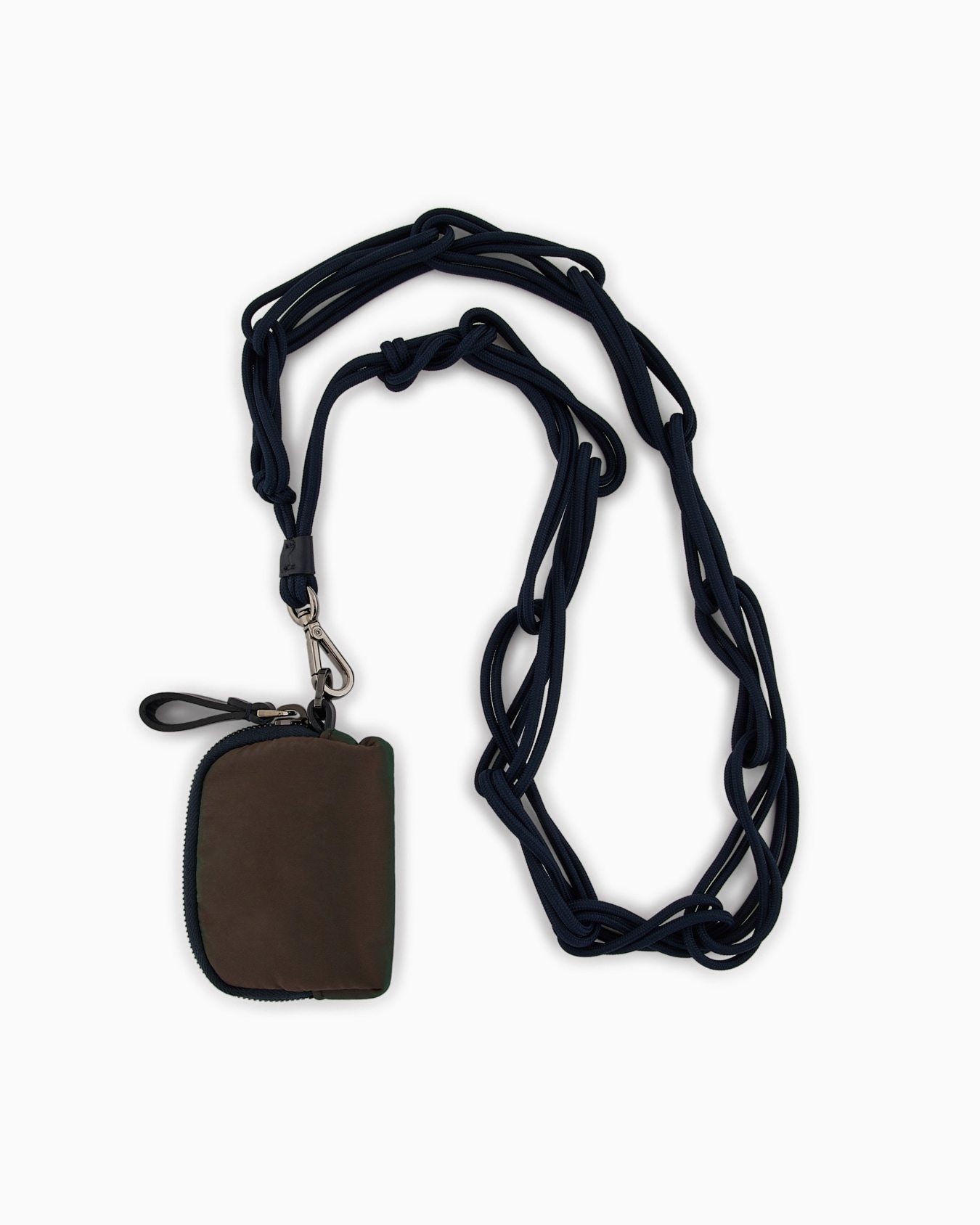 Giorgio Armani Neve card holder in leather and iridescent nylon Slide 1