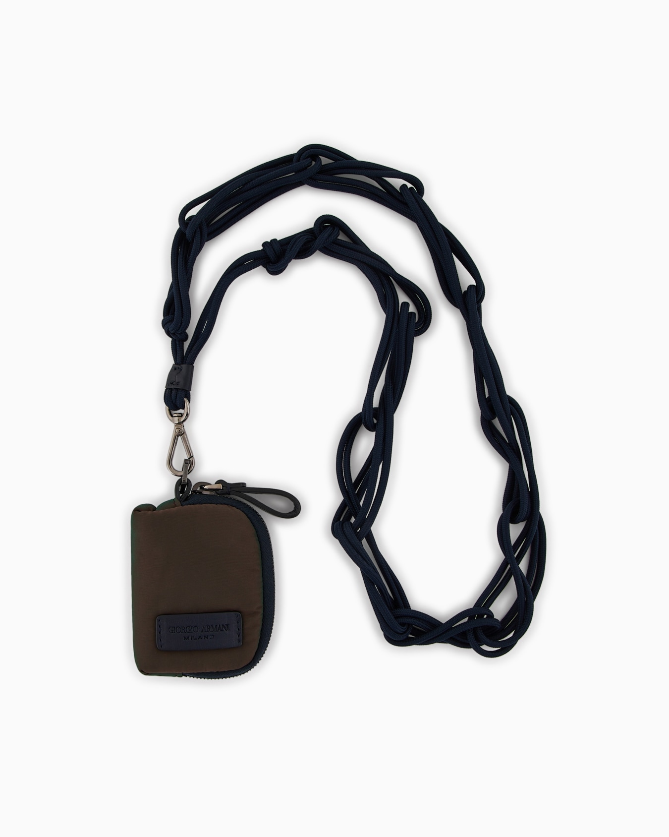 Giorgio Armani Neve card holder in leather and iridescent nylon Slide 0