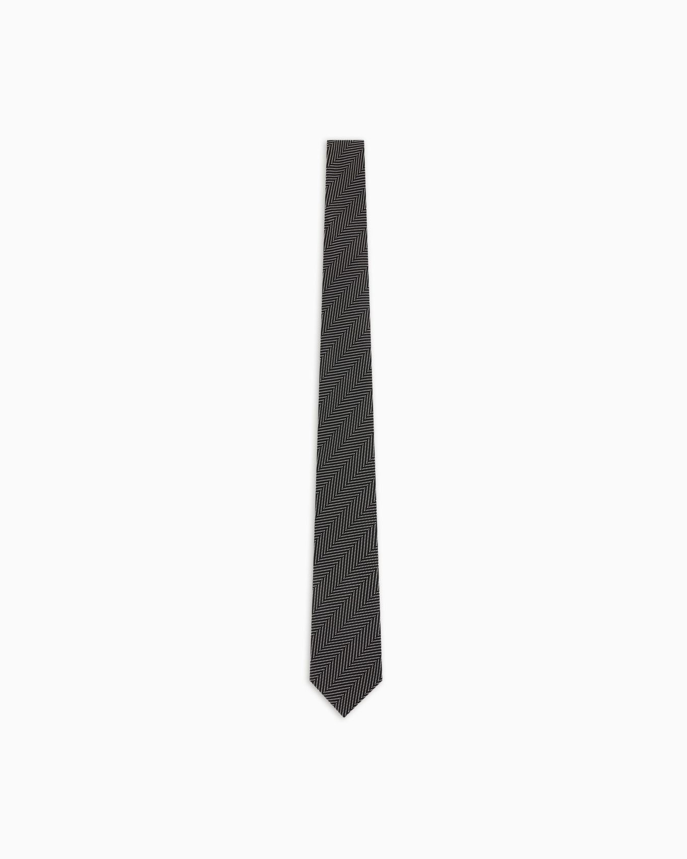 Chevron jacquard pure silk tie Slide 0