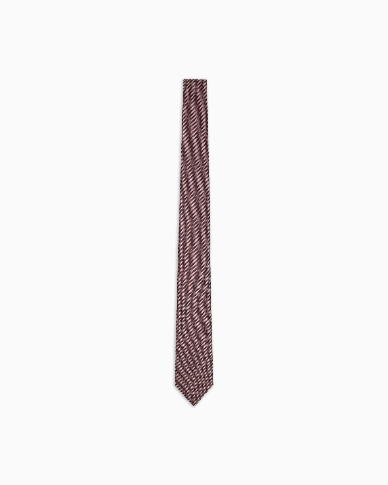 Pure silk tie with geometric jacquard motif Slide 0