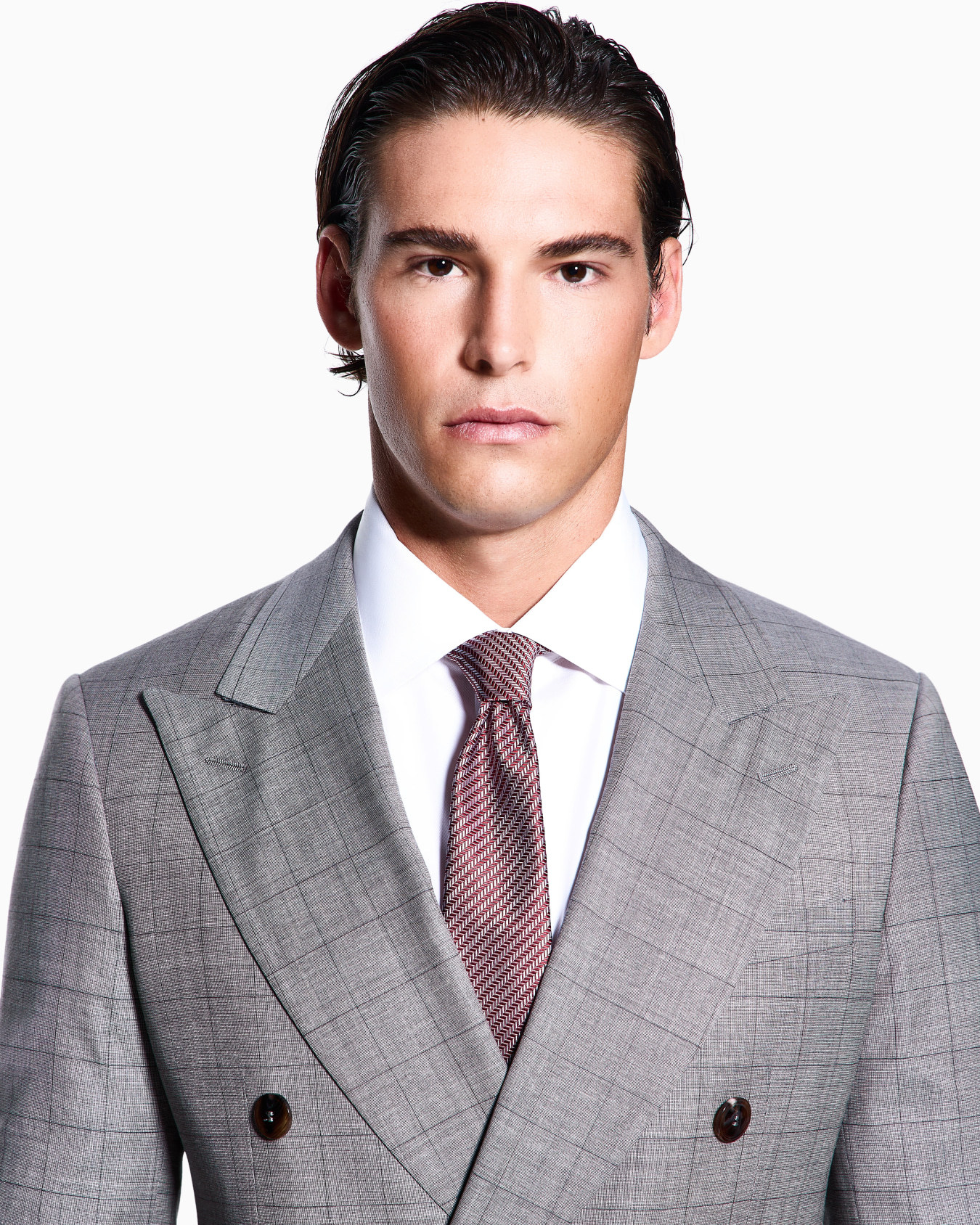 Pure silk tie with geometric jacquard motif Slide 2