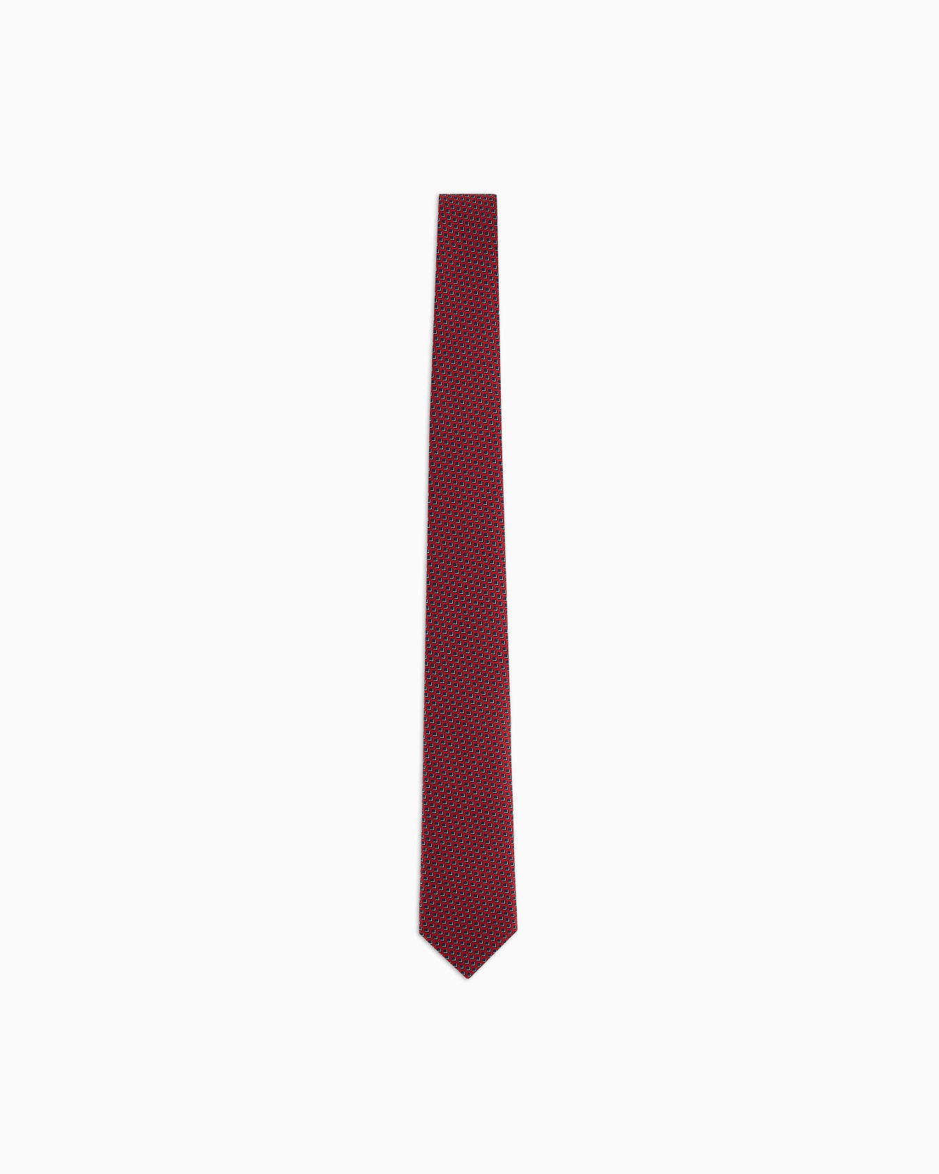 Pure silk tie with geometric jacquard motif Slide 0