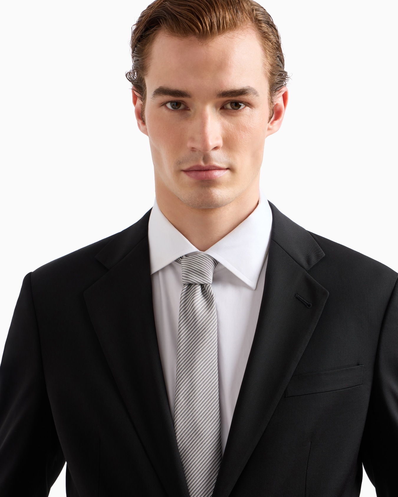 Pure silk tie with jacquard stripes Slide 2