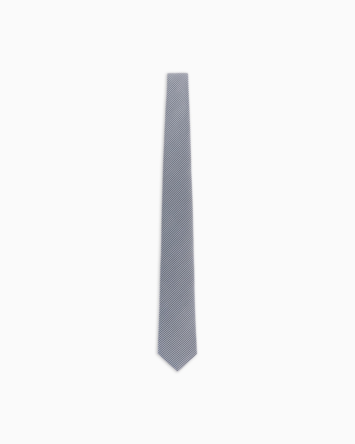 Pure silk tie with jacquard stripes Slide 0