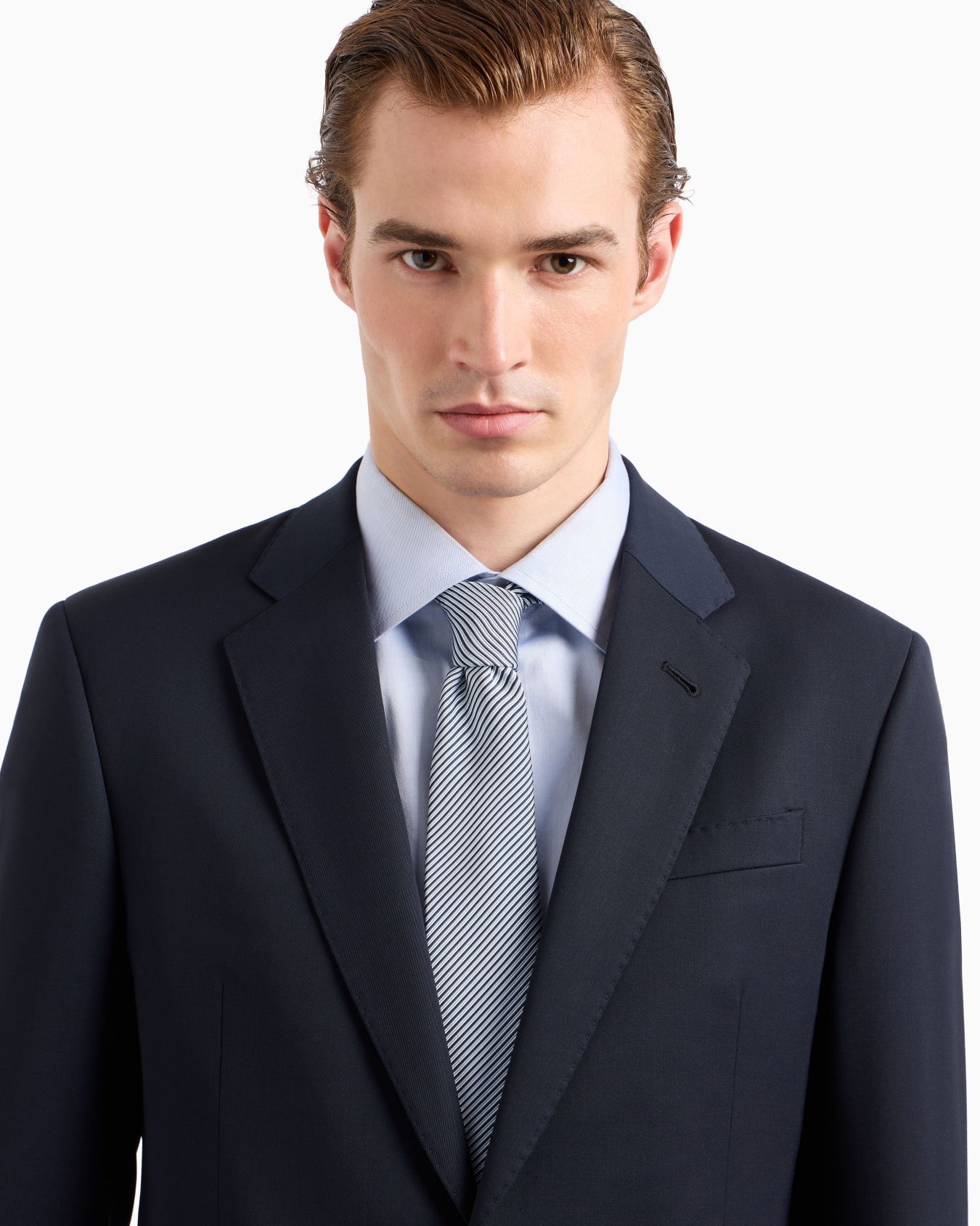 Pure silk tie with jacquard stripes Slide 2