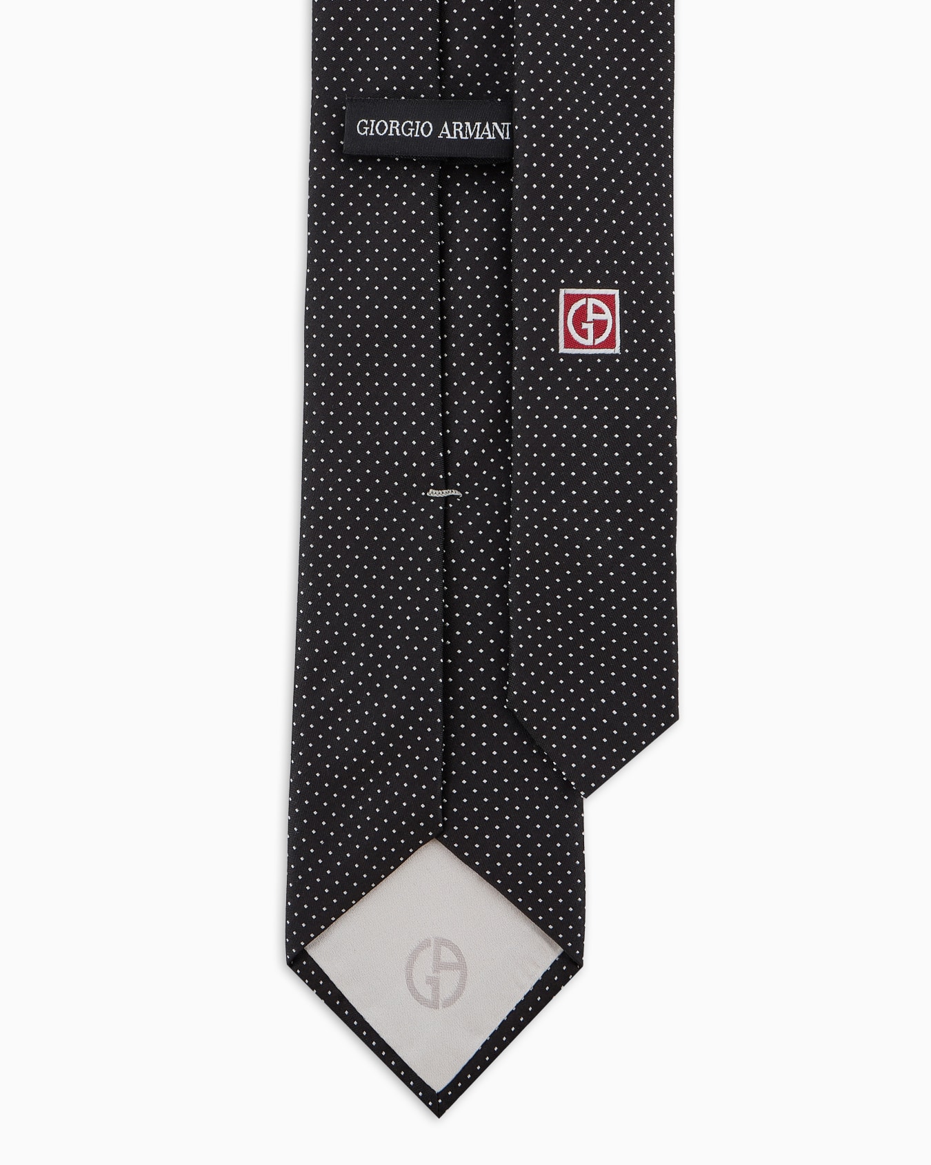 Pure silk tie with micro polka-dot jacquard Slide 1