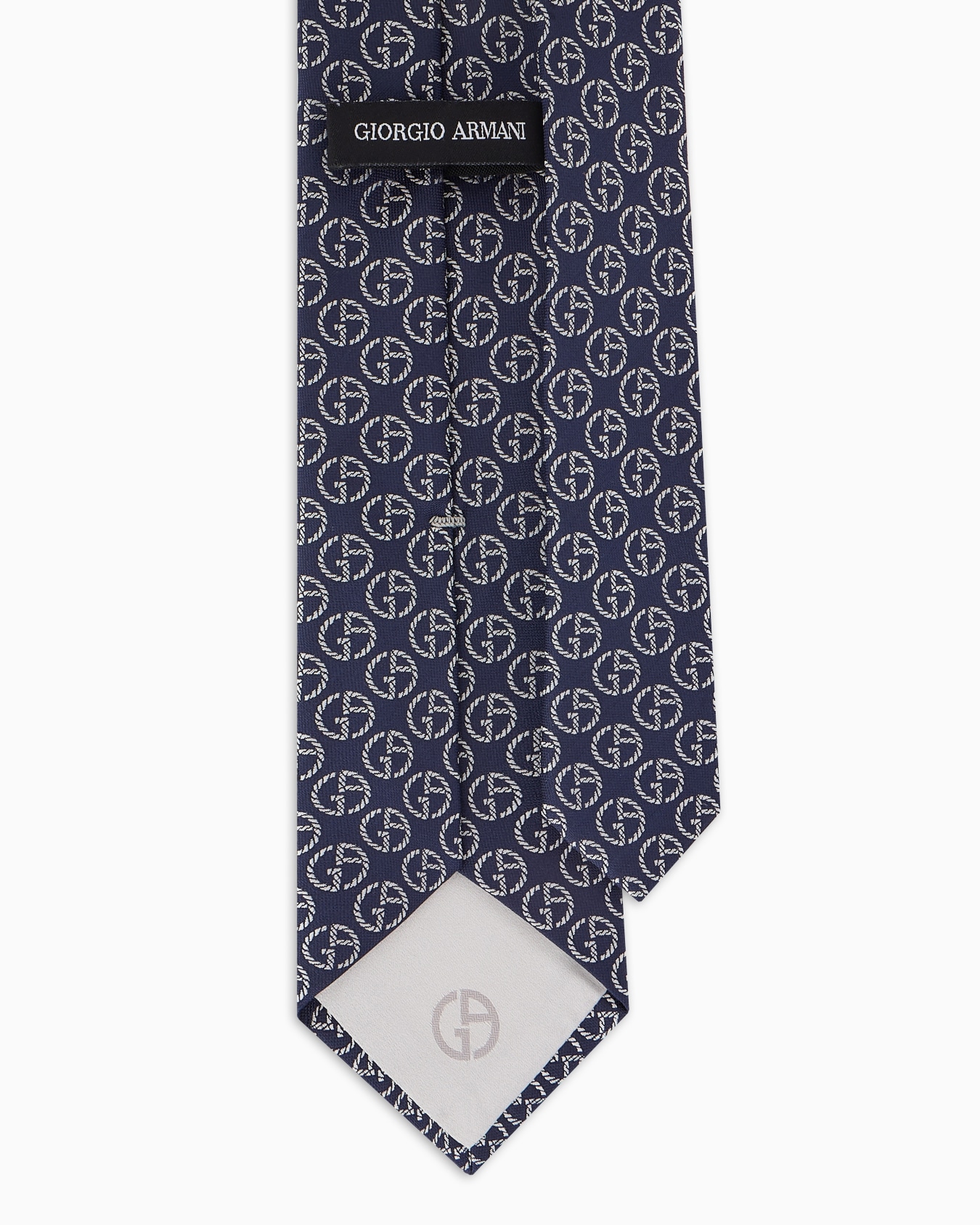 Pure silk tie with jacquard monogram Slide 1