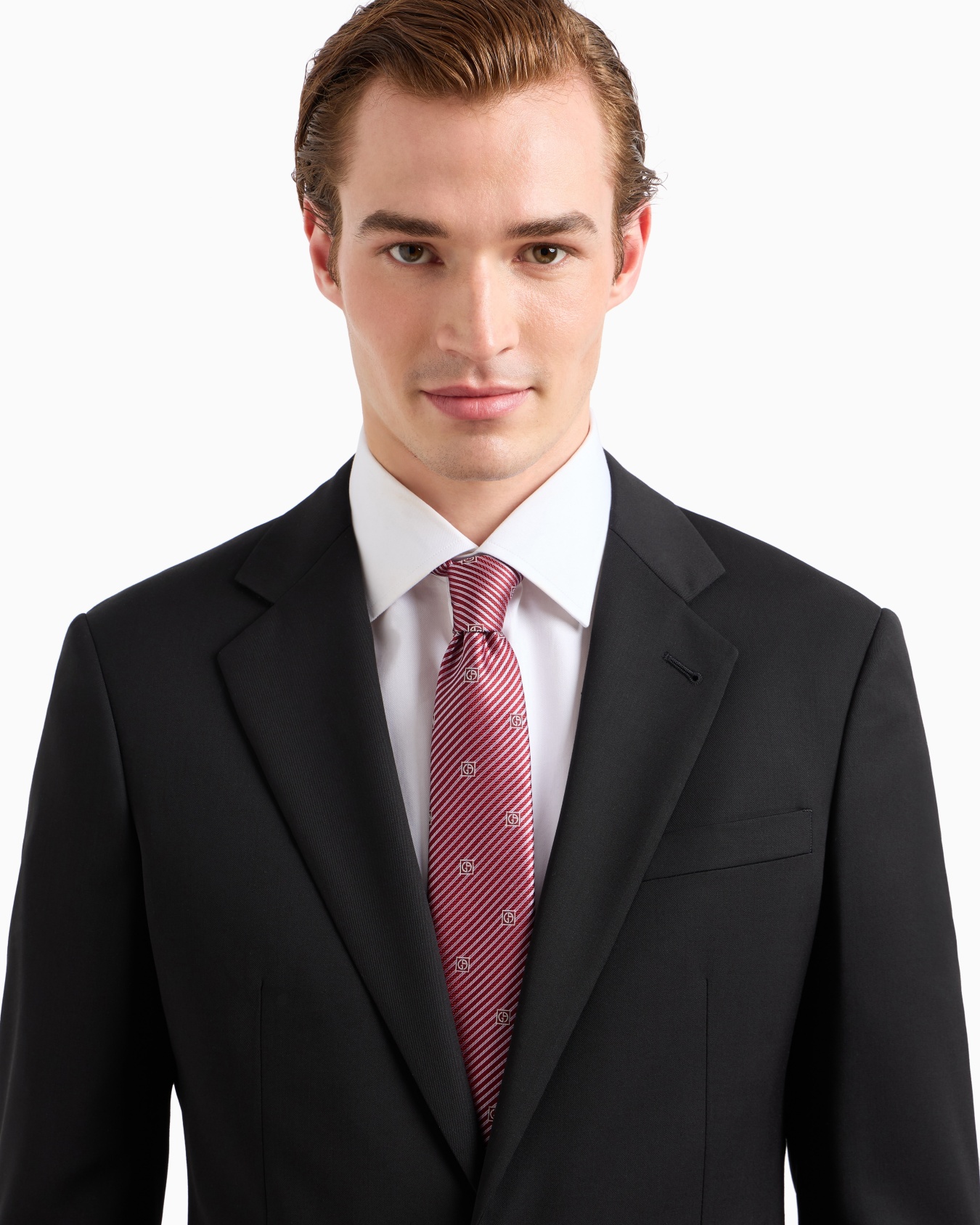 Pure silk tie with jacquard stripes Slide 2