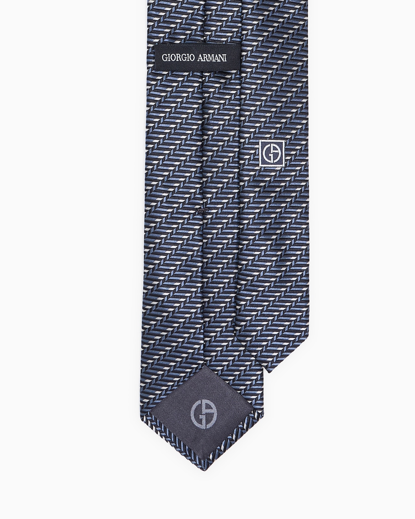 Silk tie with jacquard chevron motif Slide 1