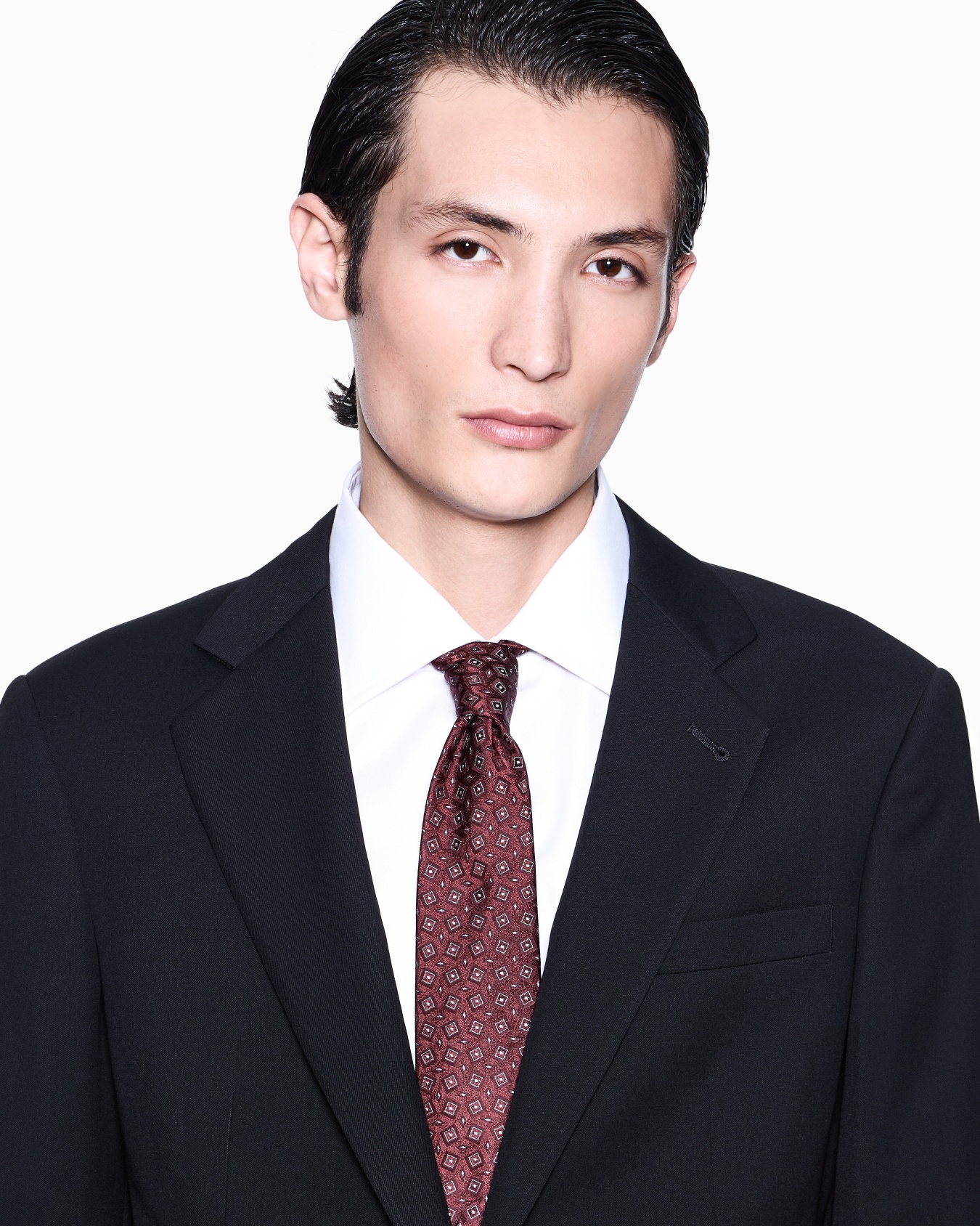 Silk tie with geometric jacquard motif Slide 2