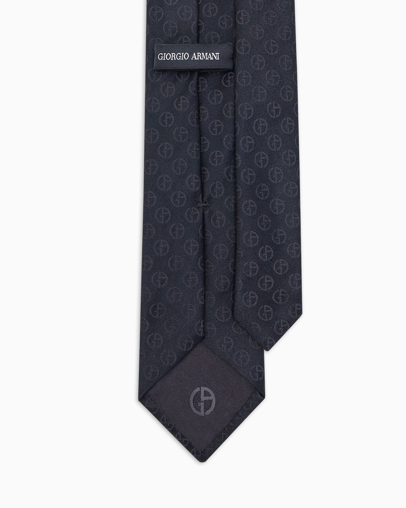 Pure silk tie with jacquard monogram Slide 1